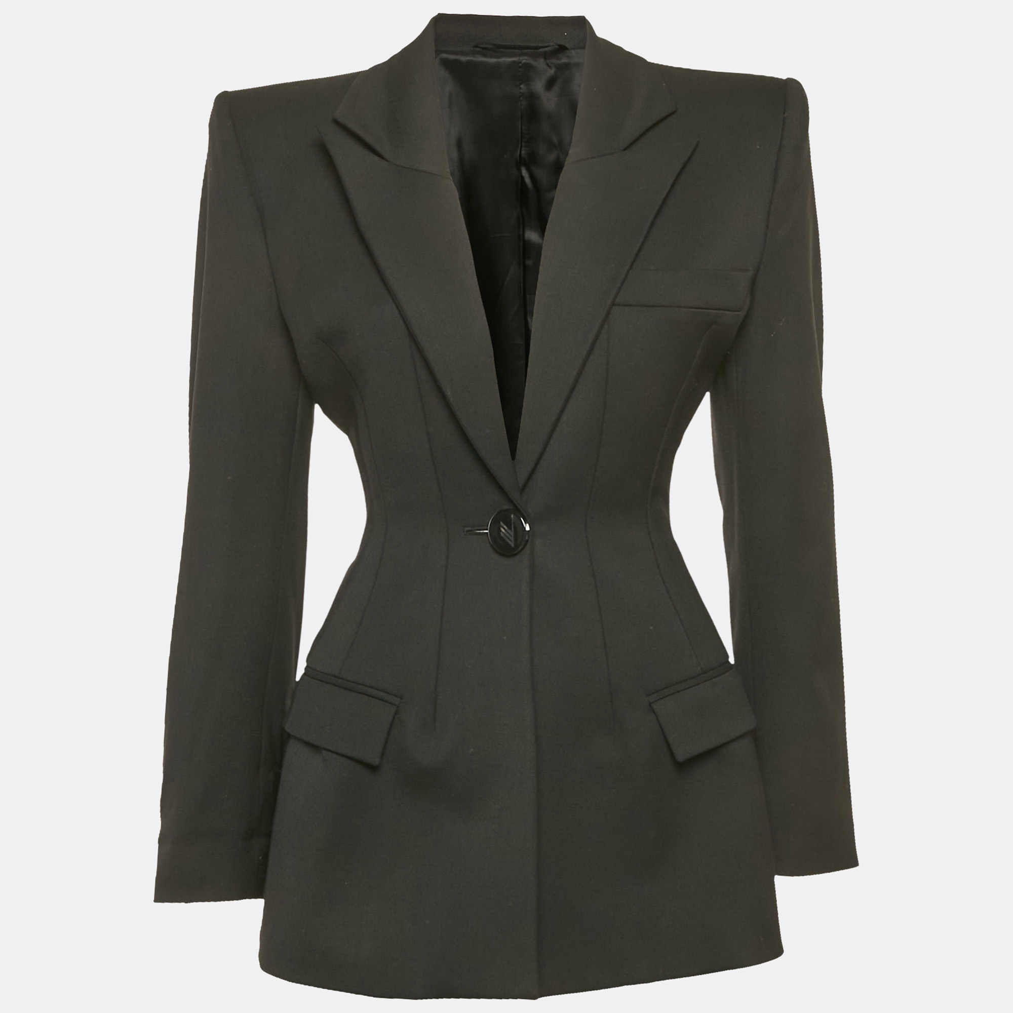 

The Attico Black Wool Gabardine Tailored Blazer XS