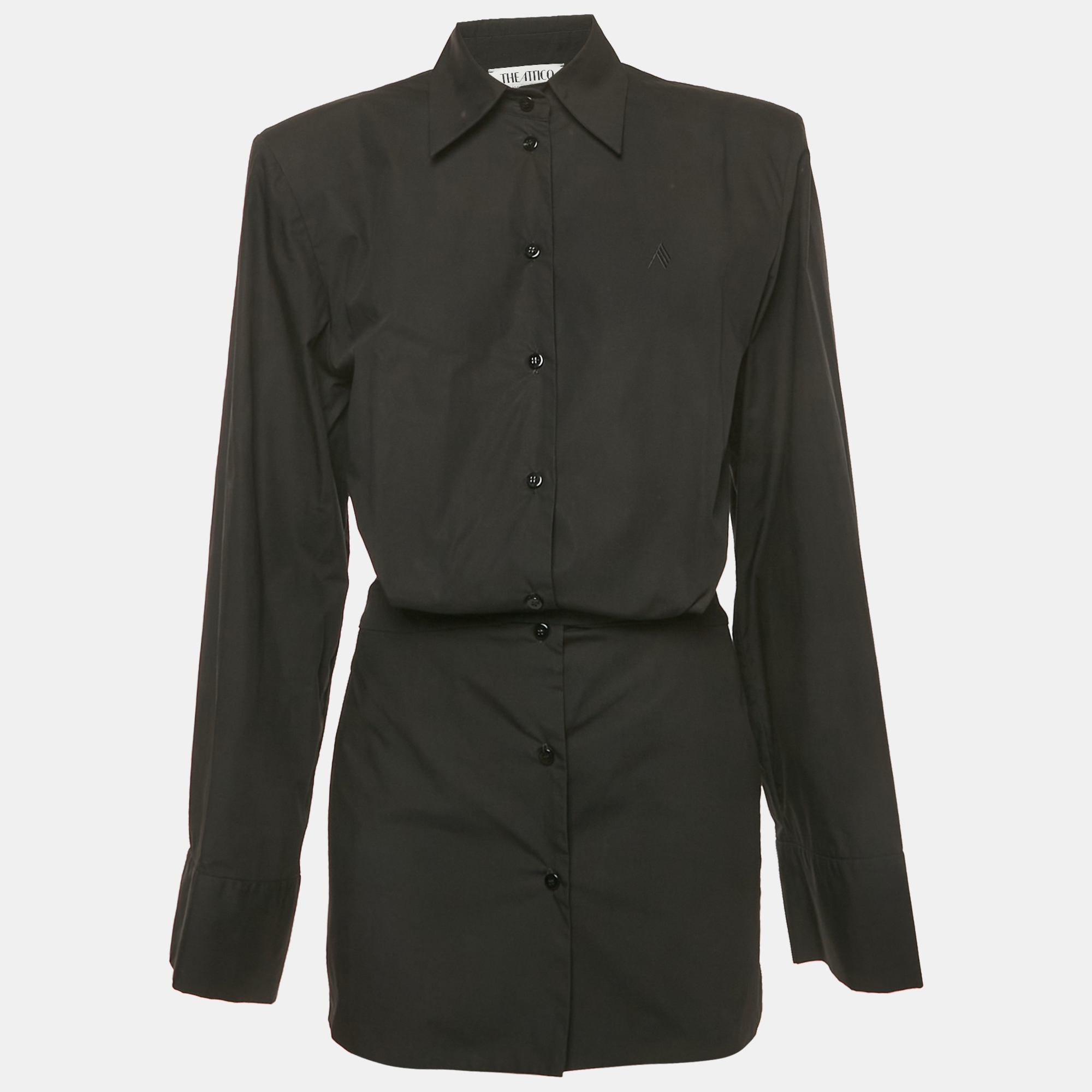 

The Attico Black Cotton Elongated Sleeve Structured Shirt Dress S