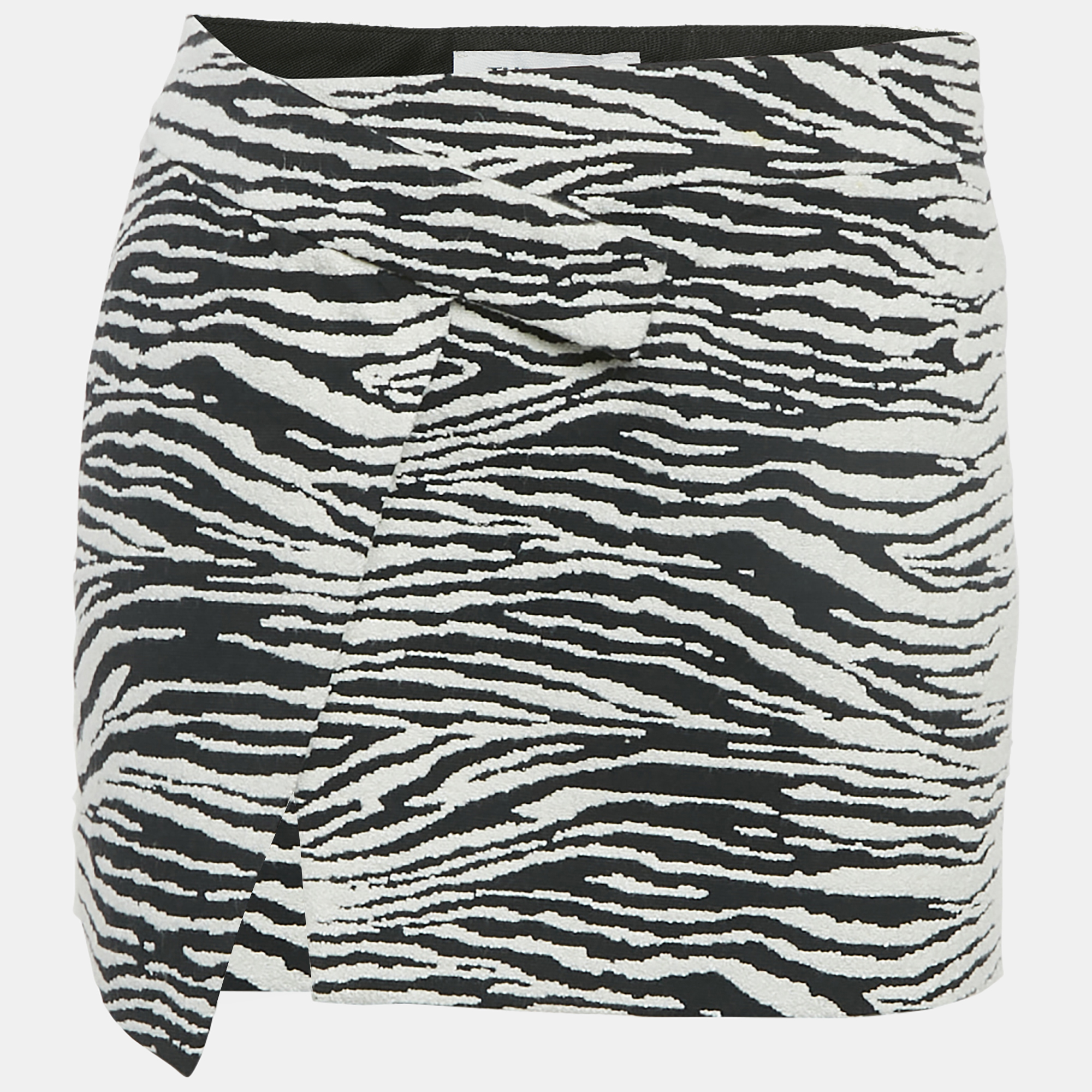 

The Attico Black White/Black Zebra Jacquard Wrap Mini Skirt S
