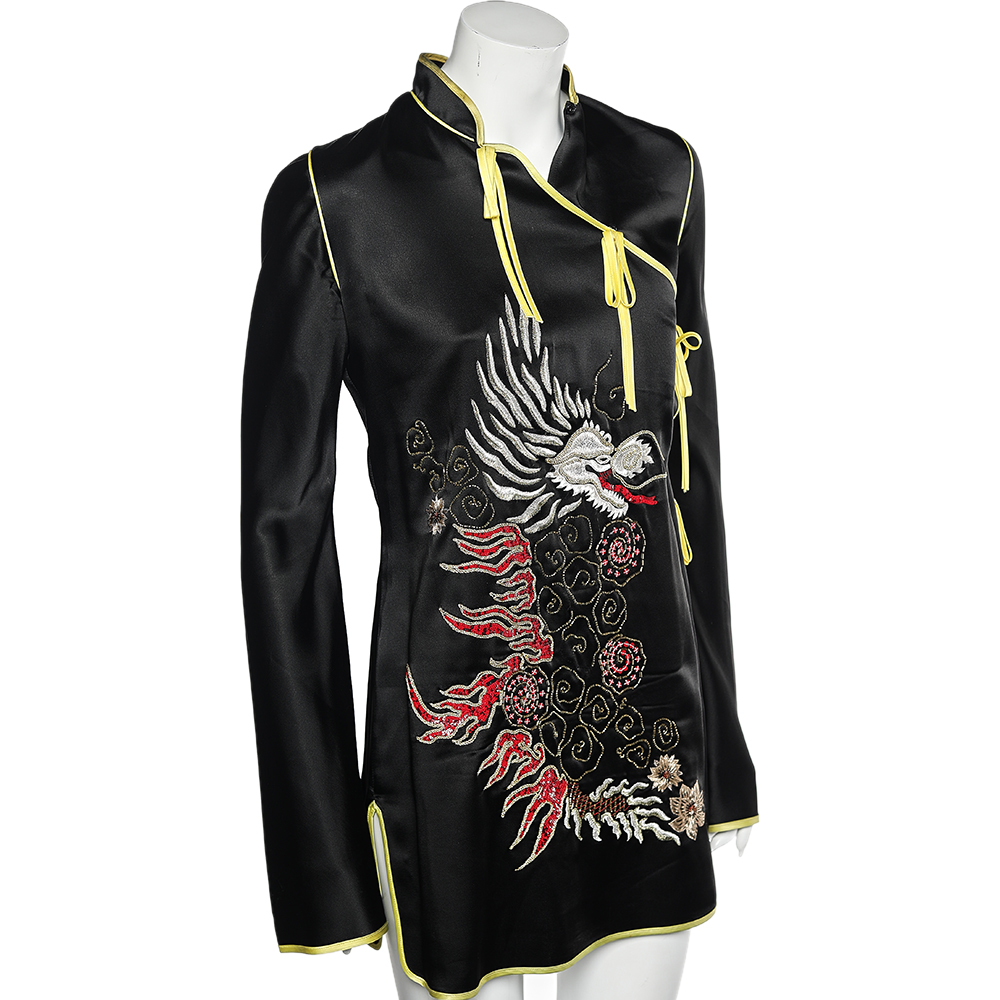 

Attico Black Dragon Embellished Sateen Stella Mini Dress