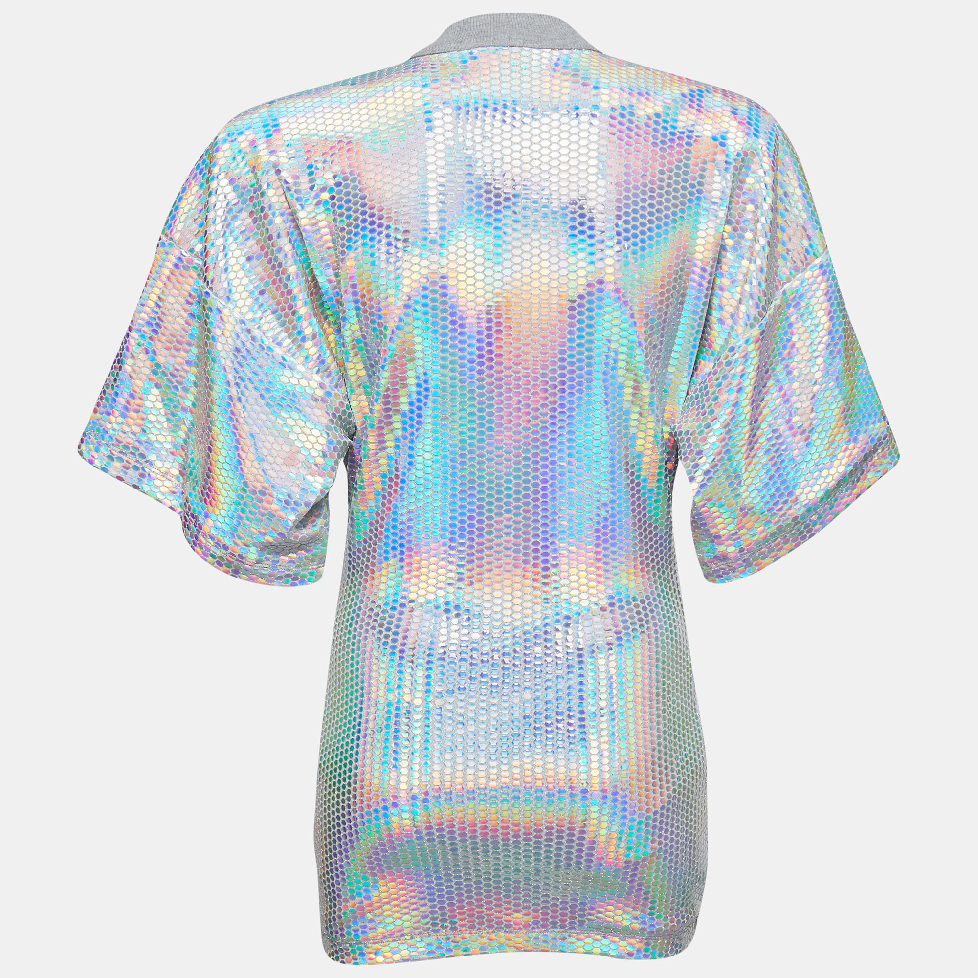 

The Attico Grey Jersey Holographic Effect Top