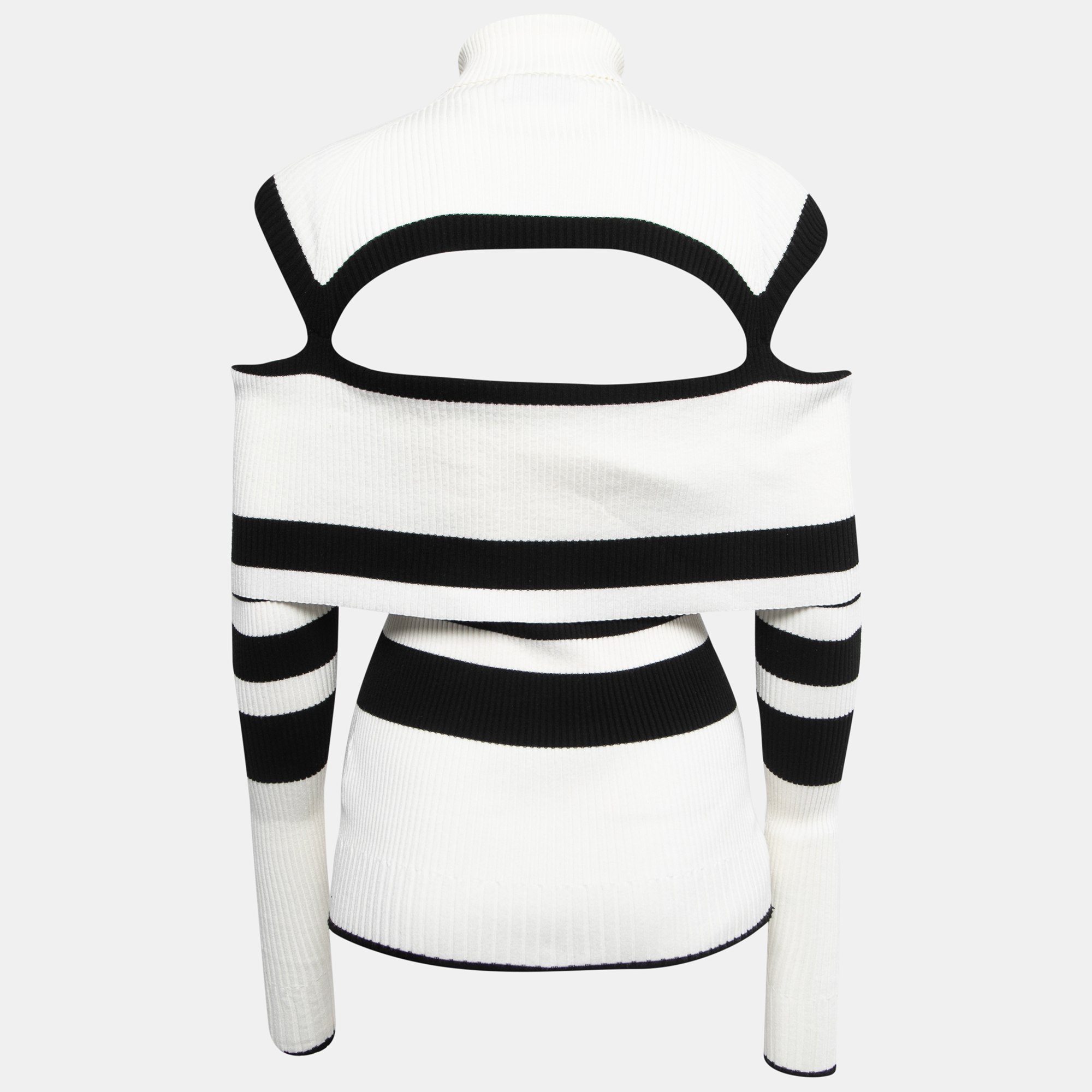 

The Attico Black/White Striped Knit Off Shoulder Amilia Top