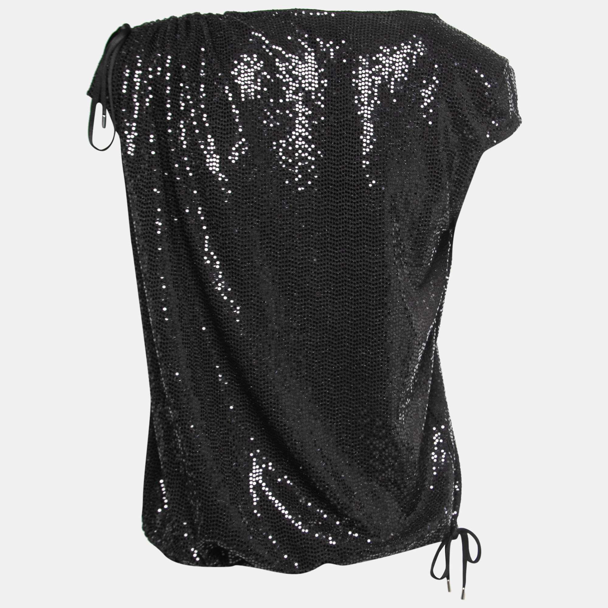 

The Attico Black Sequined Ruched Top