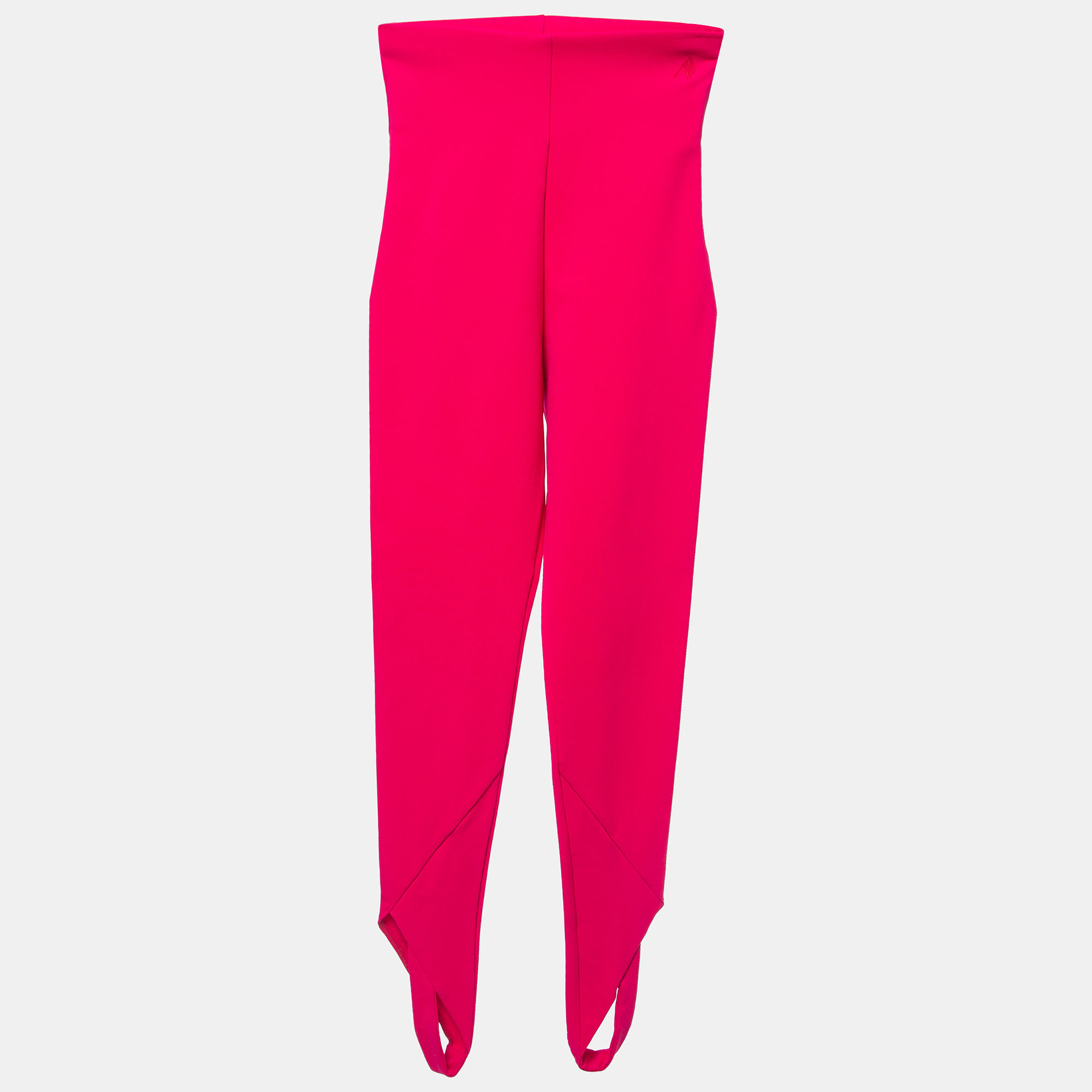 Pre-owned Attico Pink Stretch Knit Jamie High-rise Stirrup Leggings S