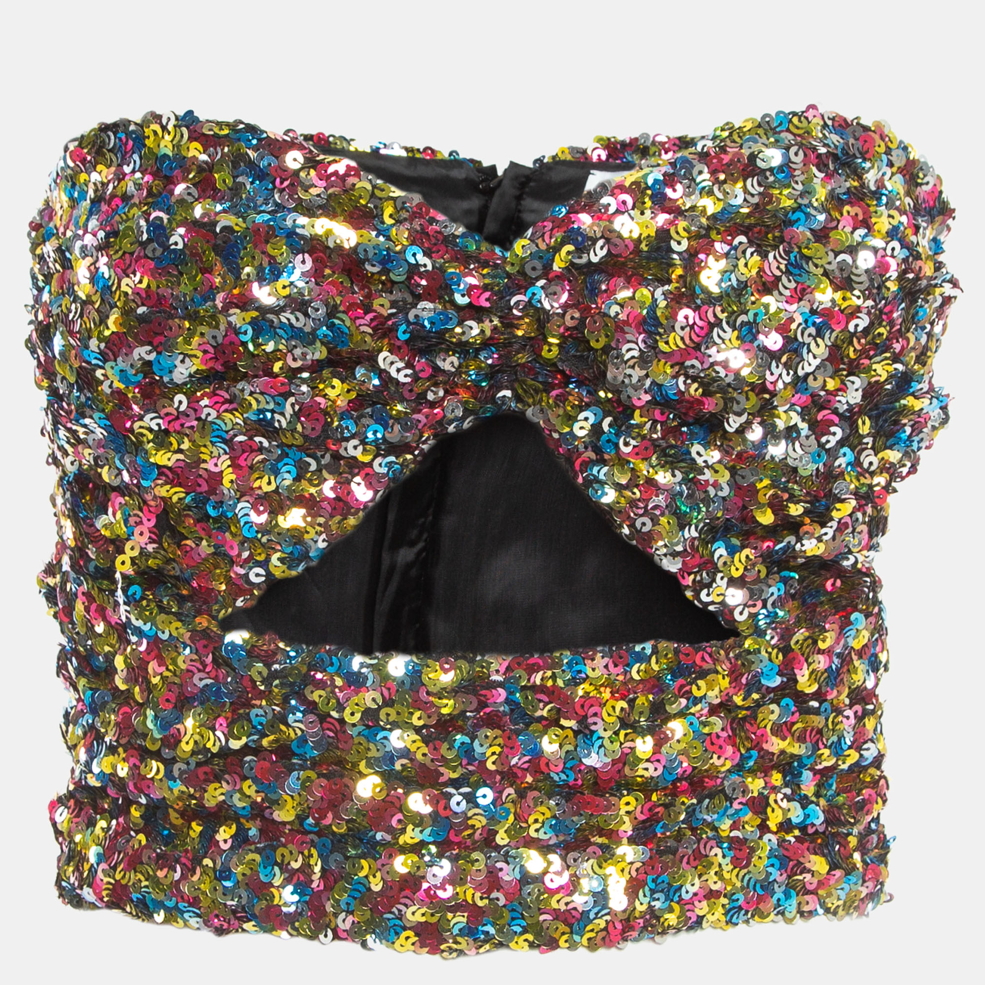 Pre-owned Attico Multicolor Sequined Strapless Crop Top S