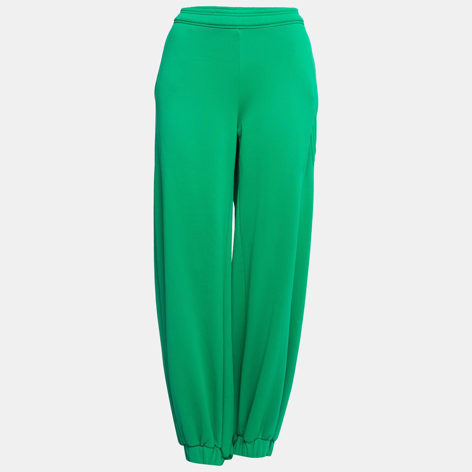

The Attico Green Logo Textured Knit Wide-Leg Sweatpants