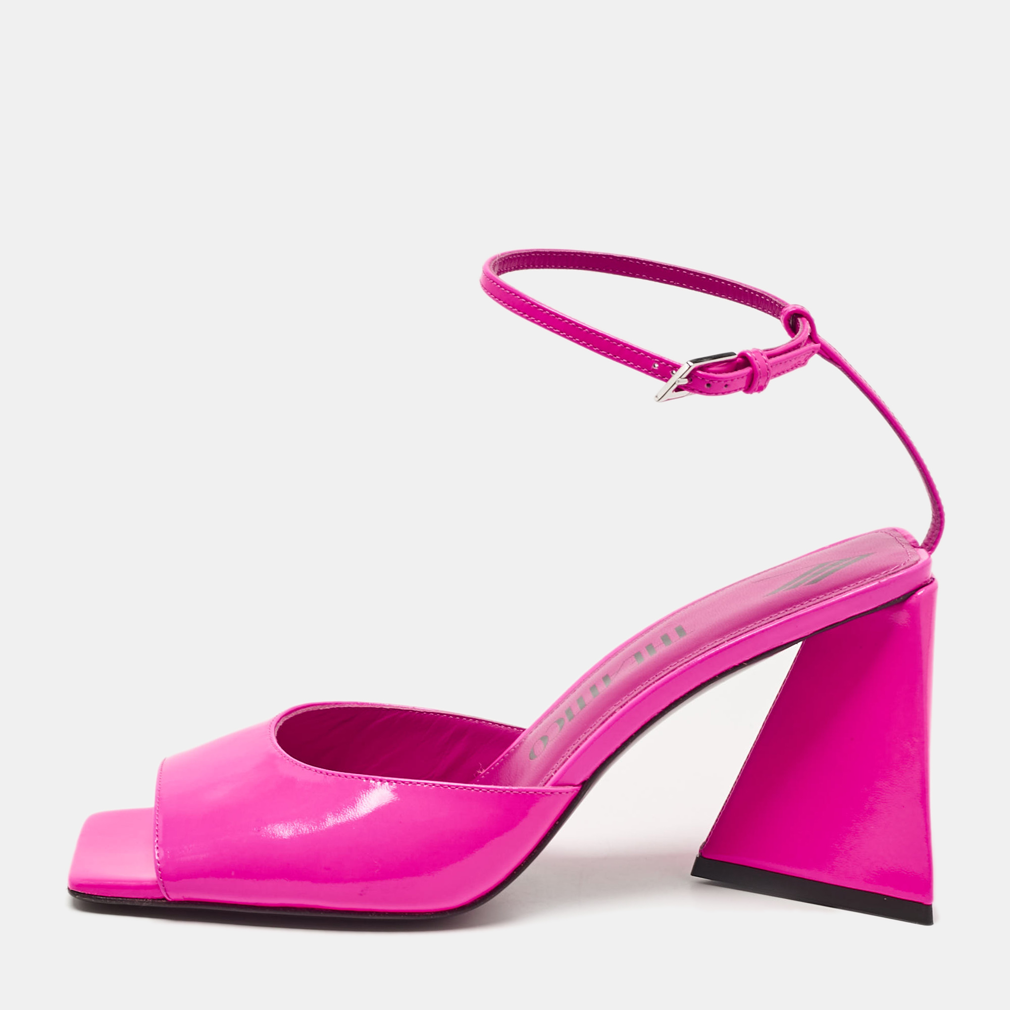 

The Attico Pink Leather Ankle Strap Sandals Size