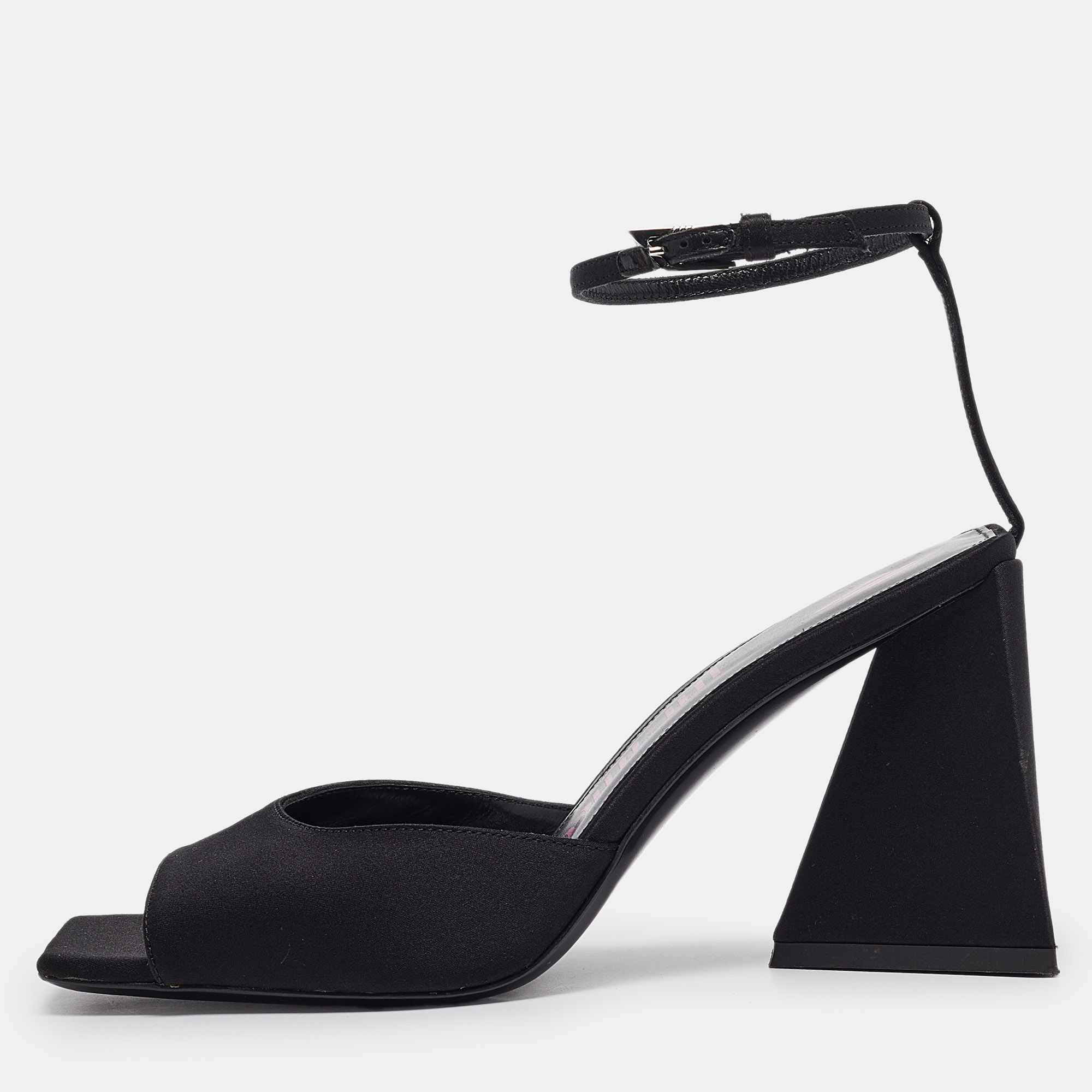 

The Attico Black Satin Ankle Strap Sandals Size