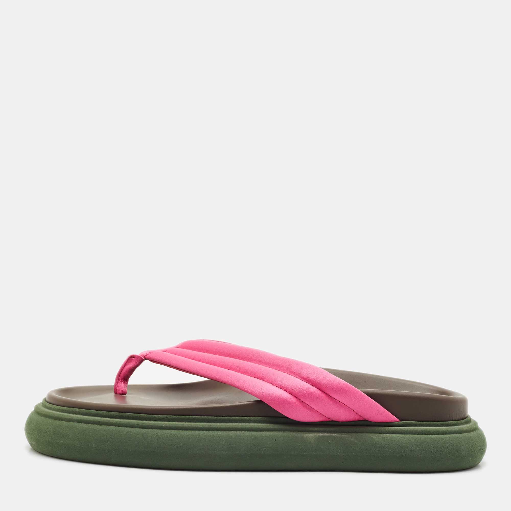 

The Attico Pink Satin Thong Sandals Size