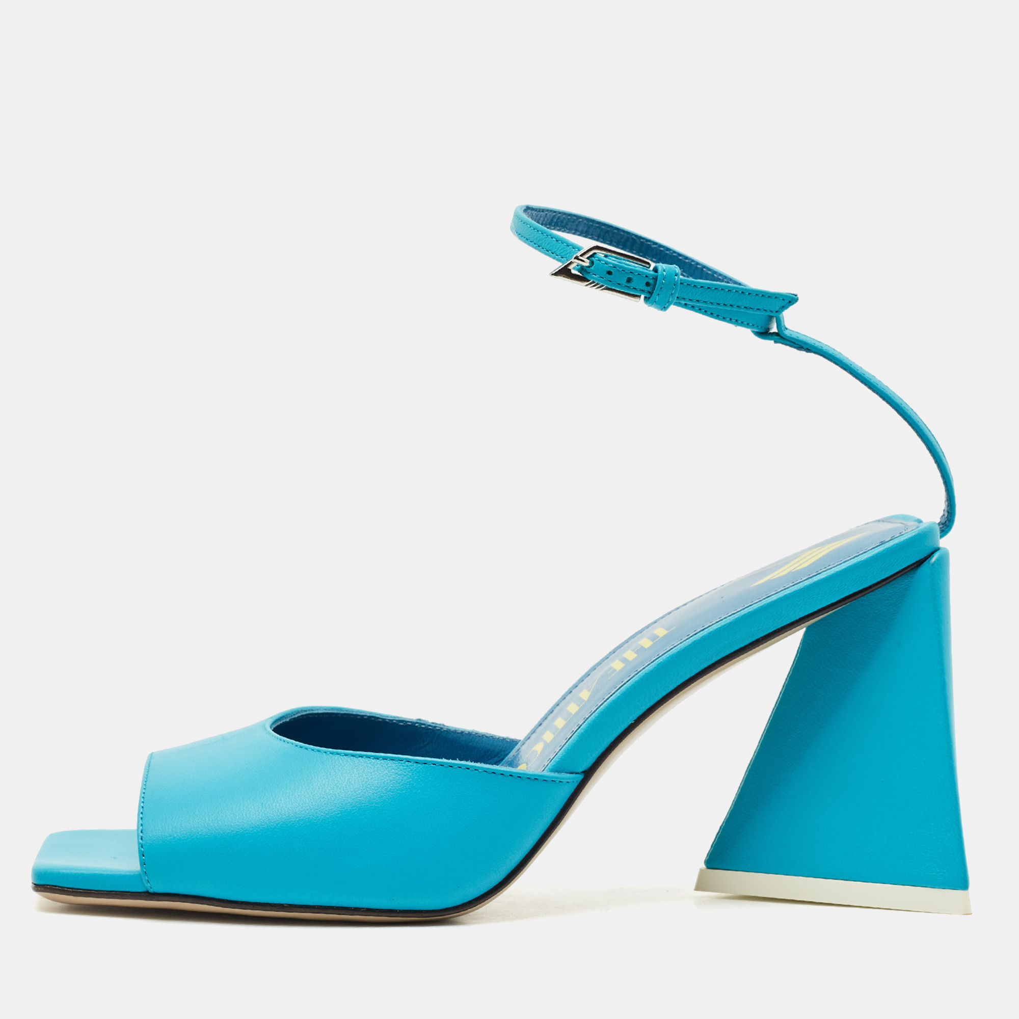 

The Attico Blue Leather Piper Ankle Strap Sandals Size