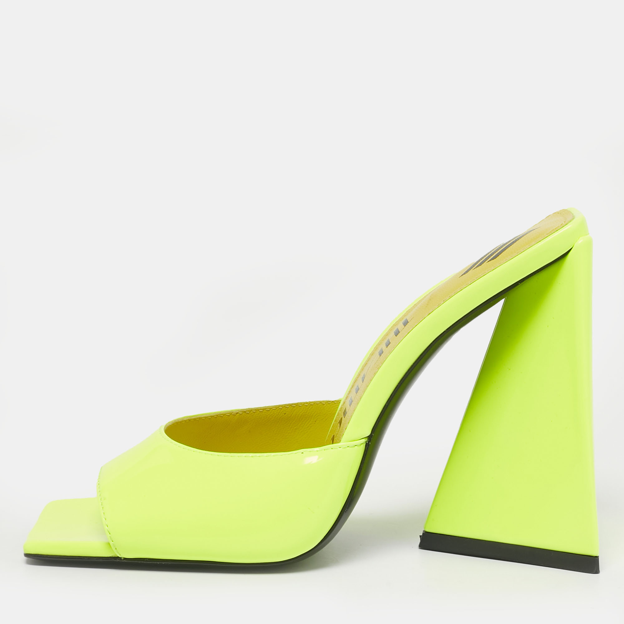 

The Attico Green Patent Leather Devon Slide Sandals Size
