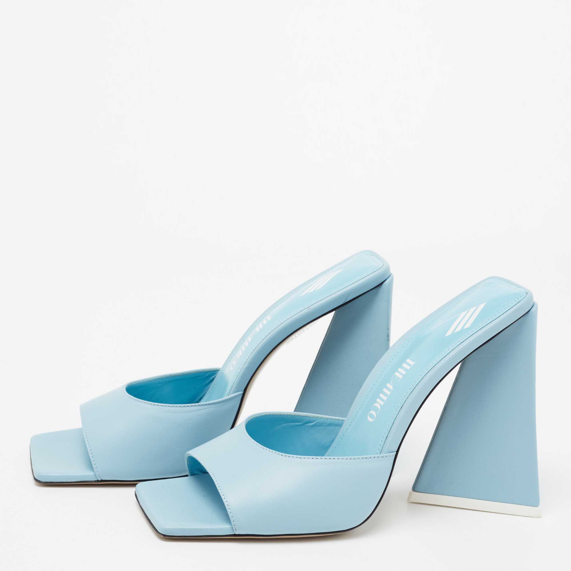 

The Attico Sky Blue Leather Devon Open Toe Sandals Size