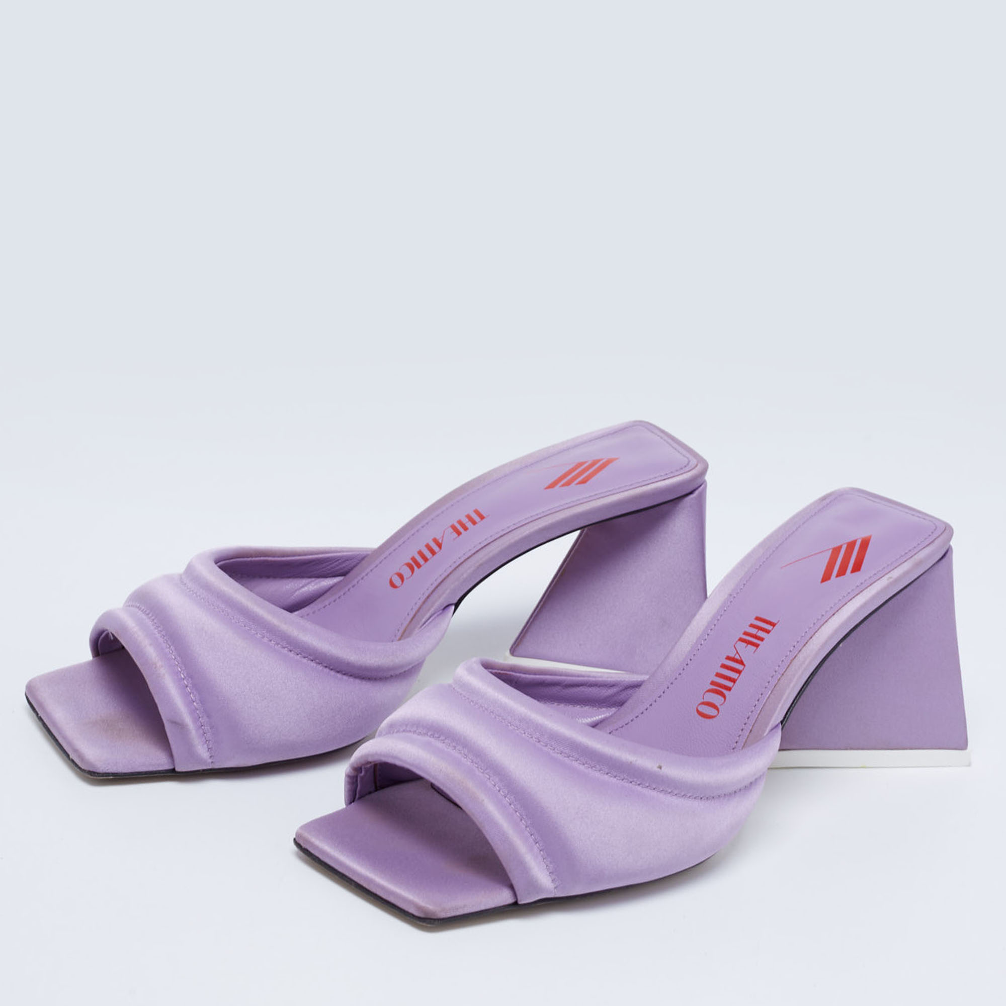 

The Attico Purple Fabric Devon Mules Size