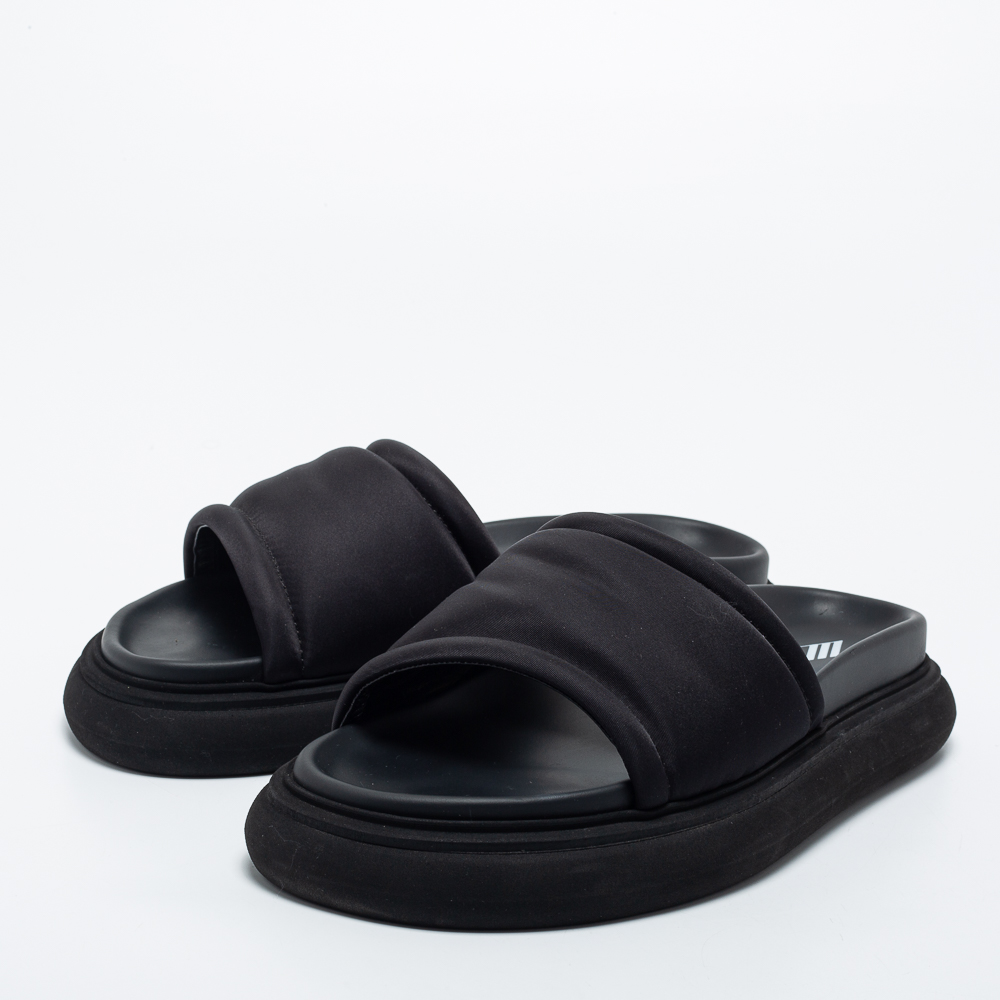 

The Attico Black Nylon Noah Flat Slides Size