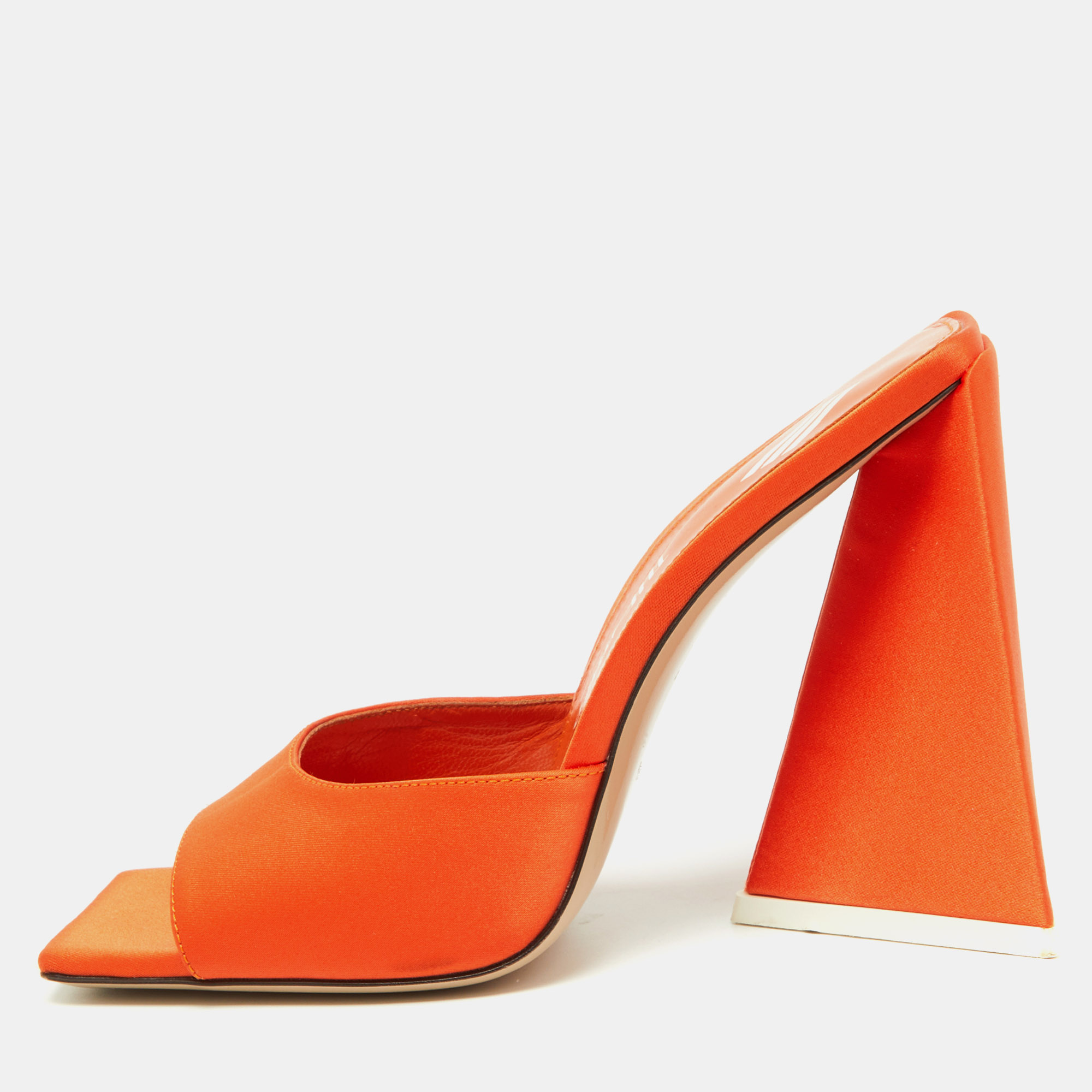 

The Attico Orange Satin Devon Slide Sandals Size