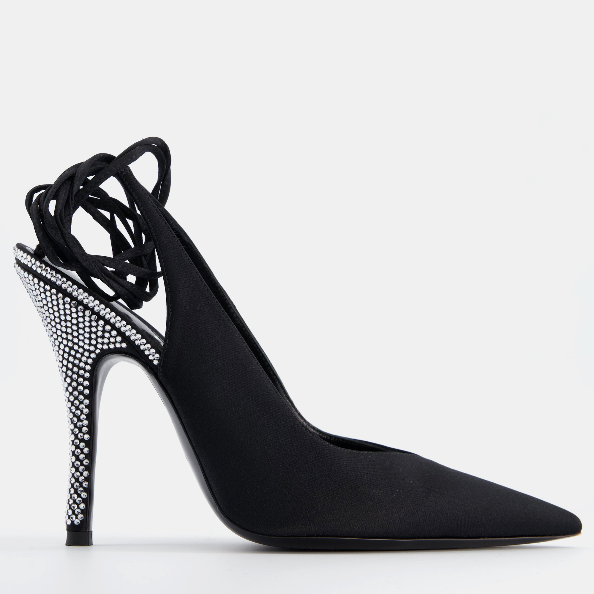 

The Attico Black Satin Venus Wrap with Crystal Heel Size EU