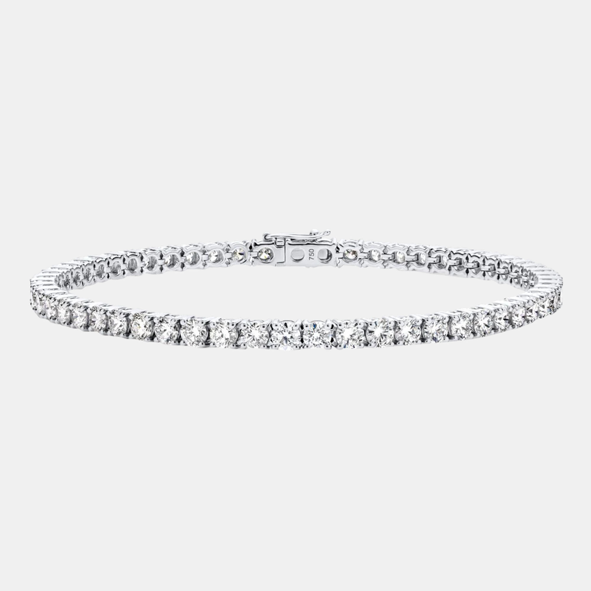 

18k White Gold Stunning 6.00 cts Lab Grown Round Diamond Tennis Bracelet