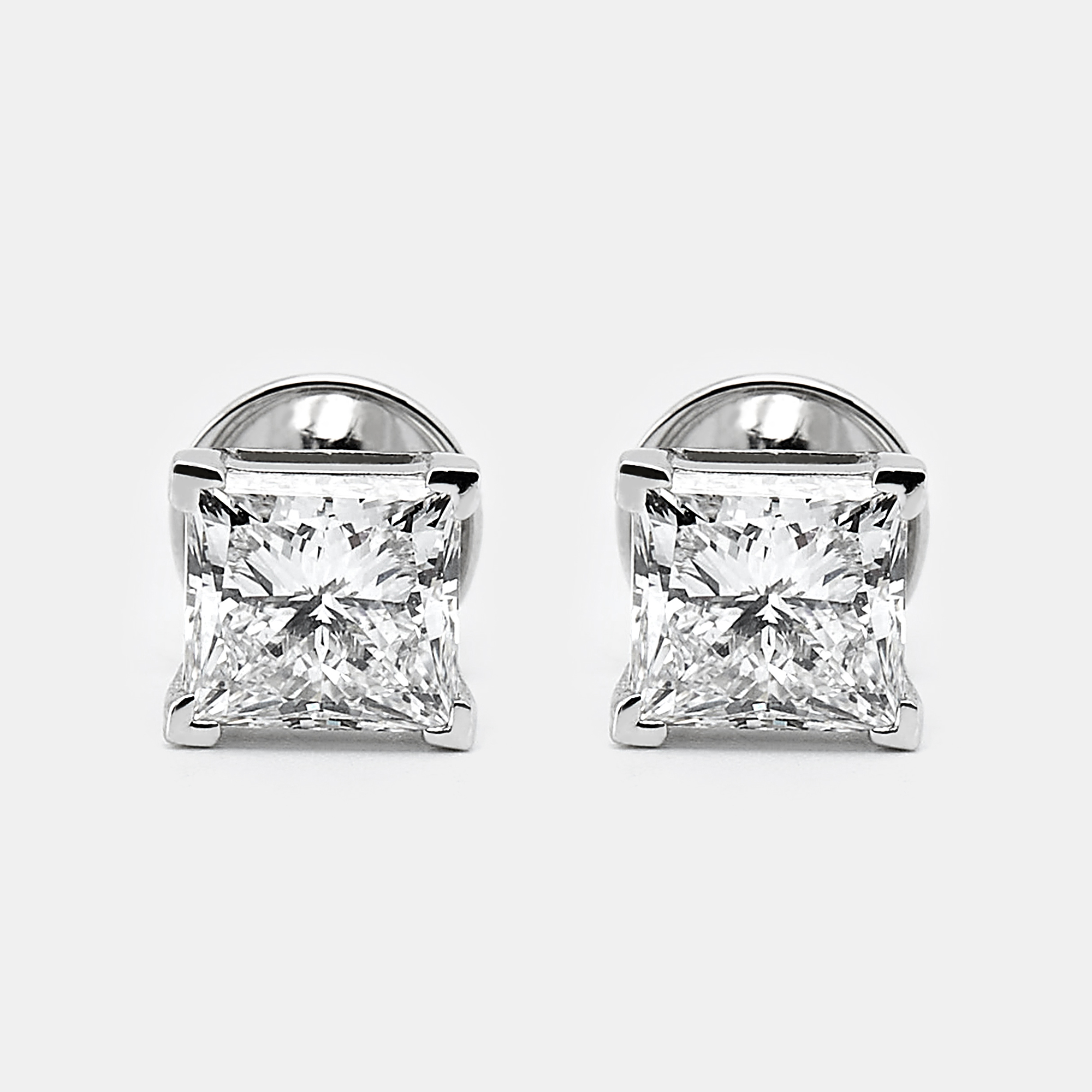 

18k White Gold Princess Cut Lab Grown Diamonds Earrings (Approx 3.00 ct)