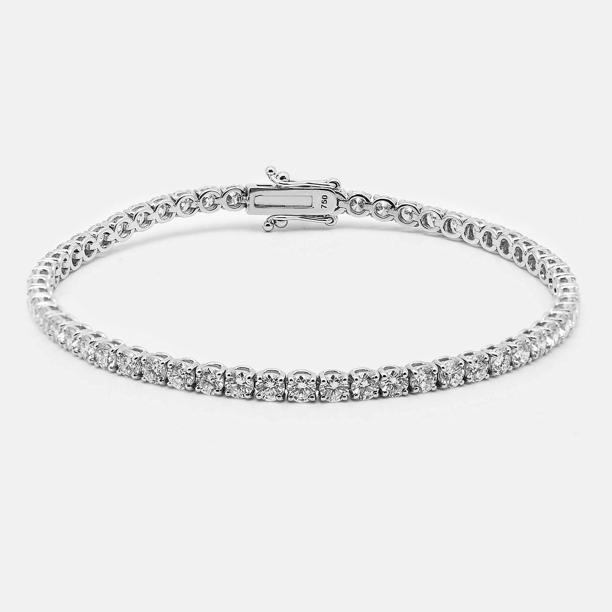 

18k White Gold Round Brilliant Cut Lab Grown Diamonds Bracelet (Approx 5.56 ct)