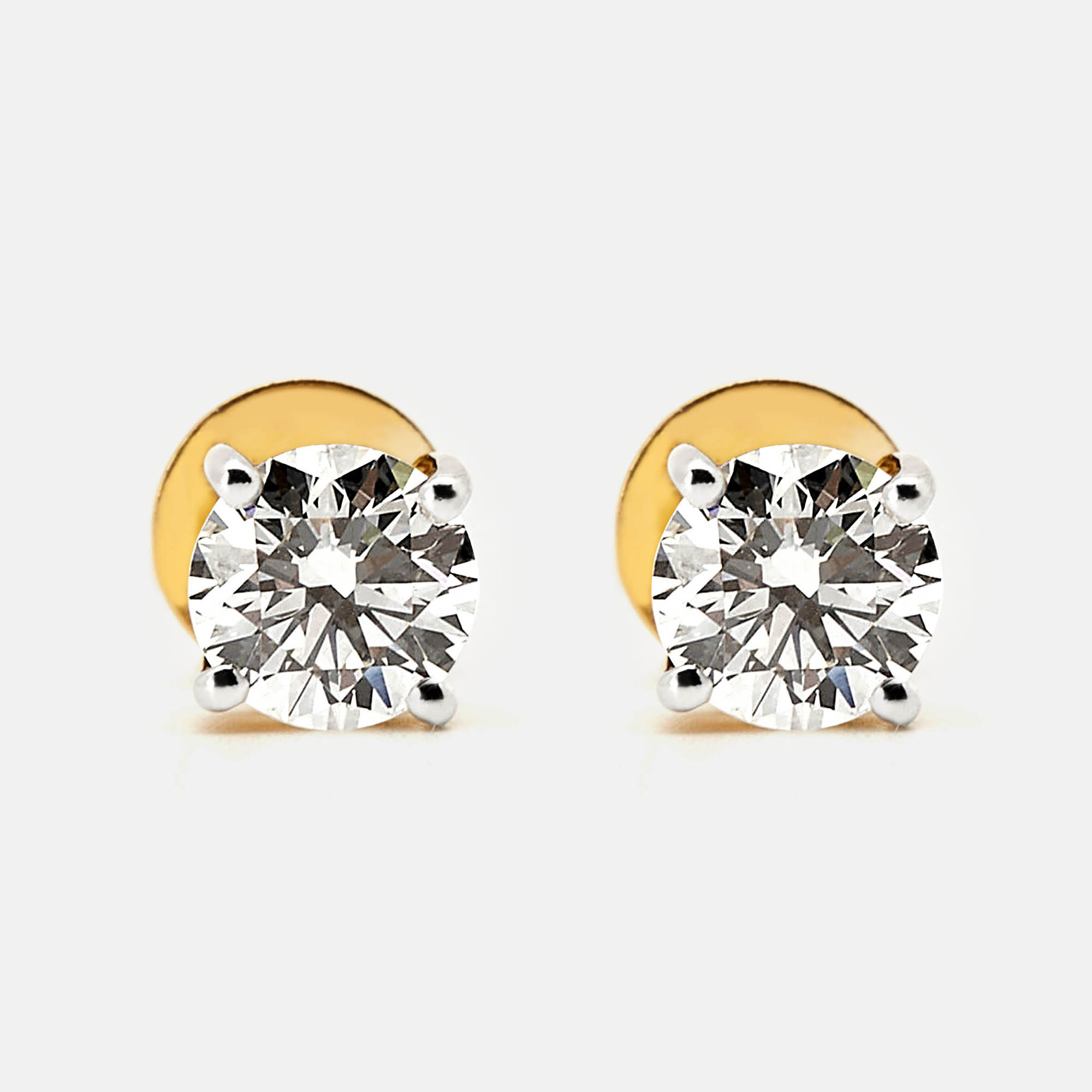 

18k Yellow Gold Round Brilliant Cut Lab Grown Diamonds Earrings (Approx 2.00 ct)