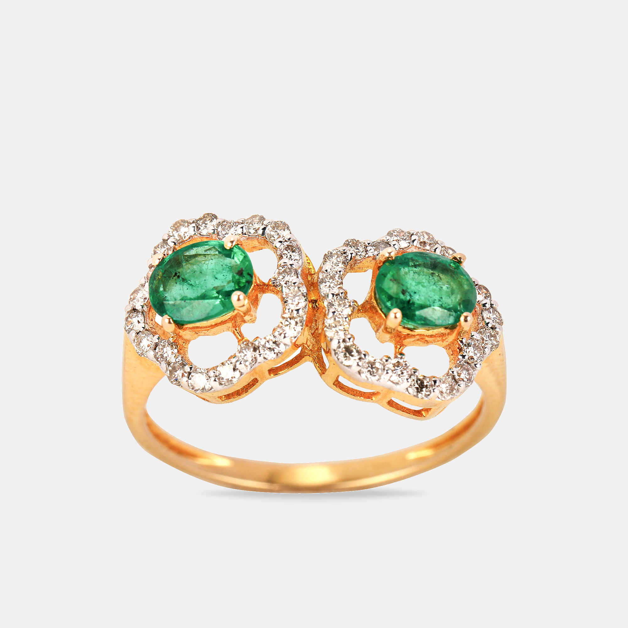 

14K Gold Natural Zambian Emerald And Natural Diamond Ring EU 53