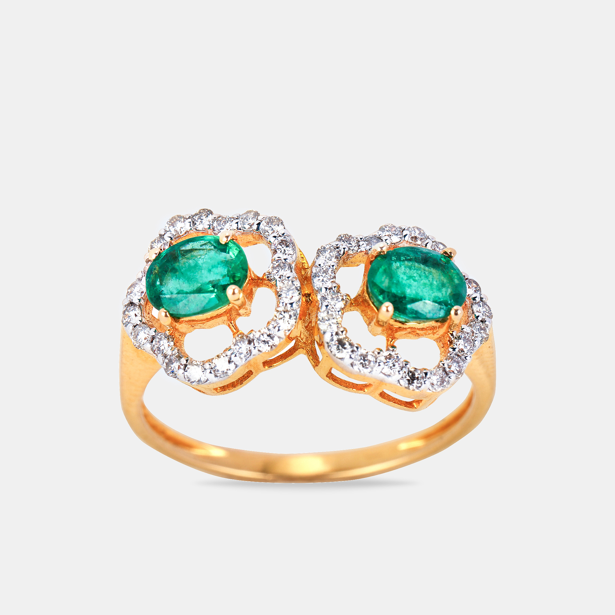 

14K Gold Natural Emerald And Natural Diamond Ring