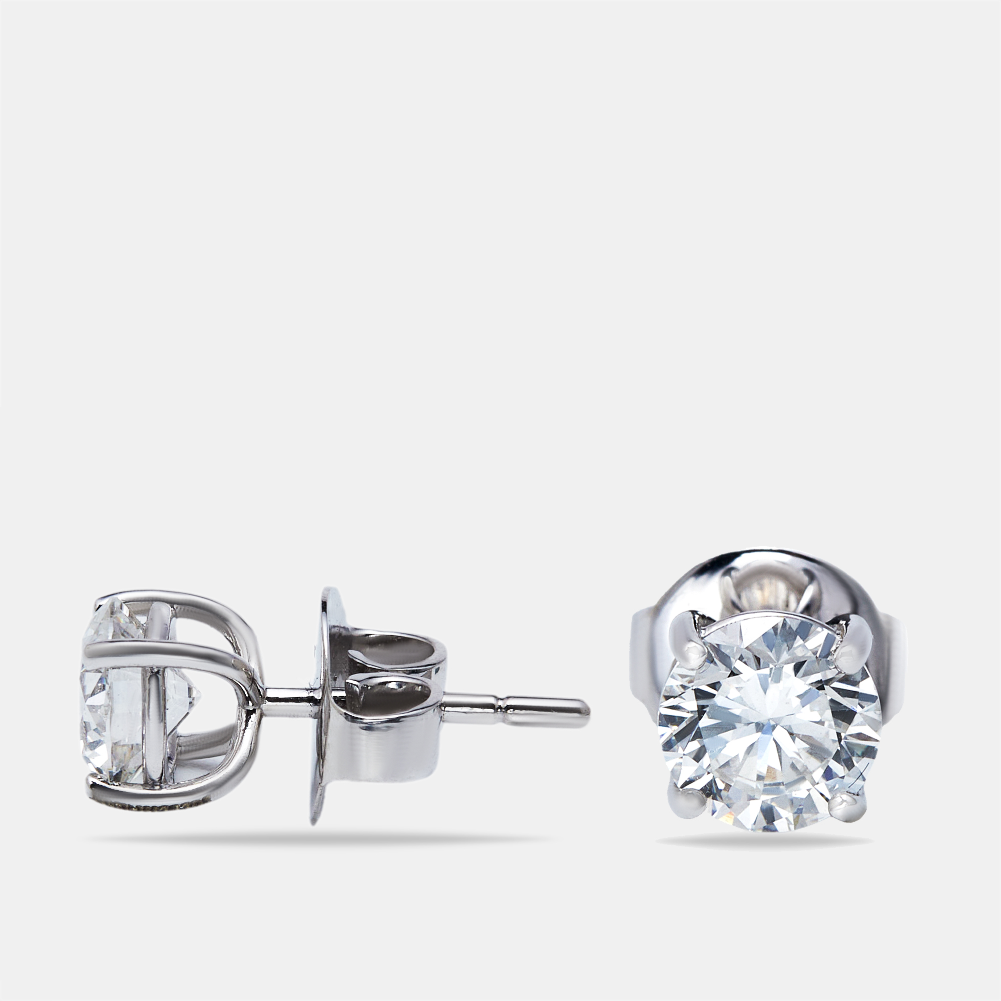 The Diamond Edit Lab Grown Diamond 2.10 cts White Gold Solitare Stud Earrings 