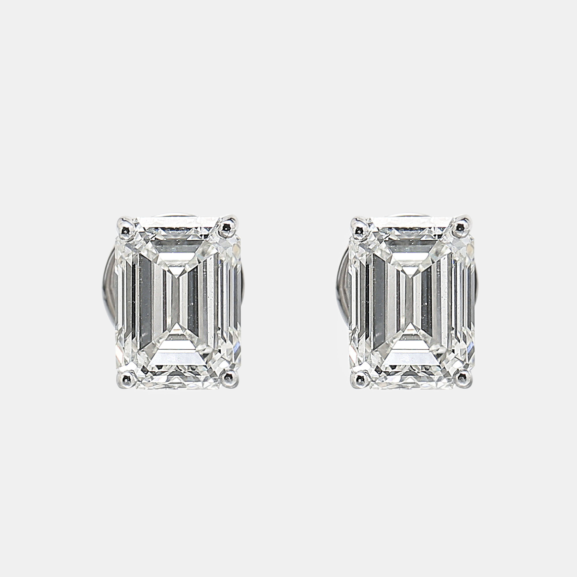 

6.00 cts Emerald Cut 18k White Gold Lab Grown Diamonds Solitaire Stud Earrings