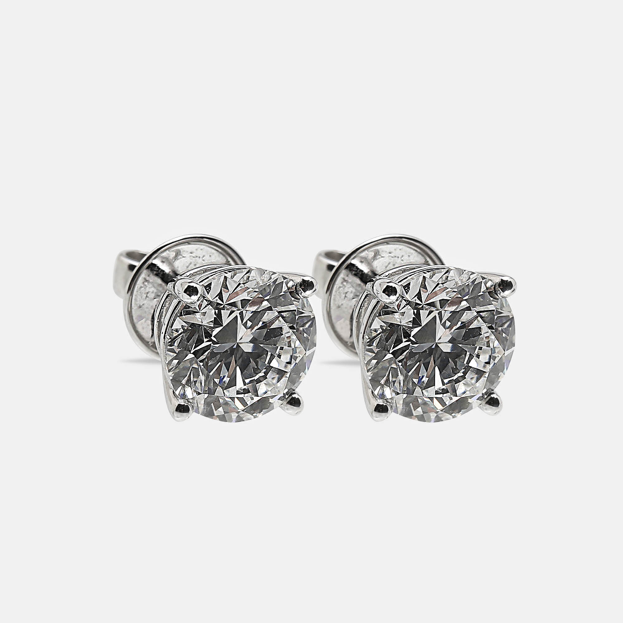 18k White Gold Round Brilliant Lab Grown Diamonds Earrings (Approx 6.00 cts) 