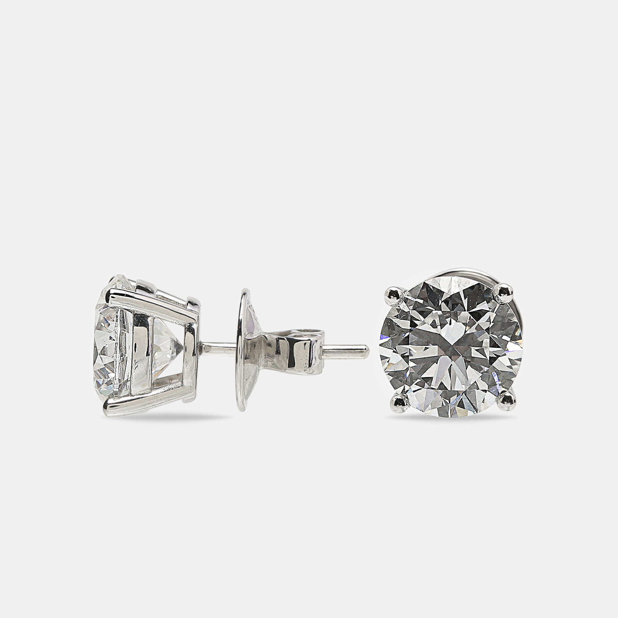 18k White Gold Round Brilliant Lab Grown Diamonds Earrings (Approx 6.00 cts) 