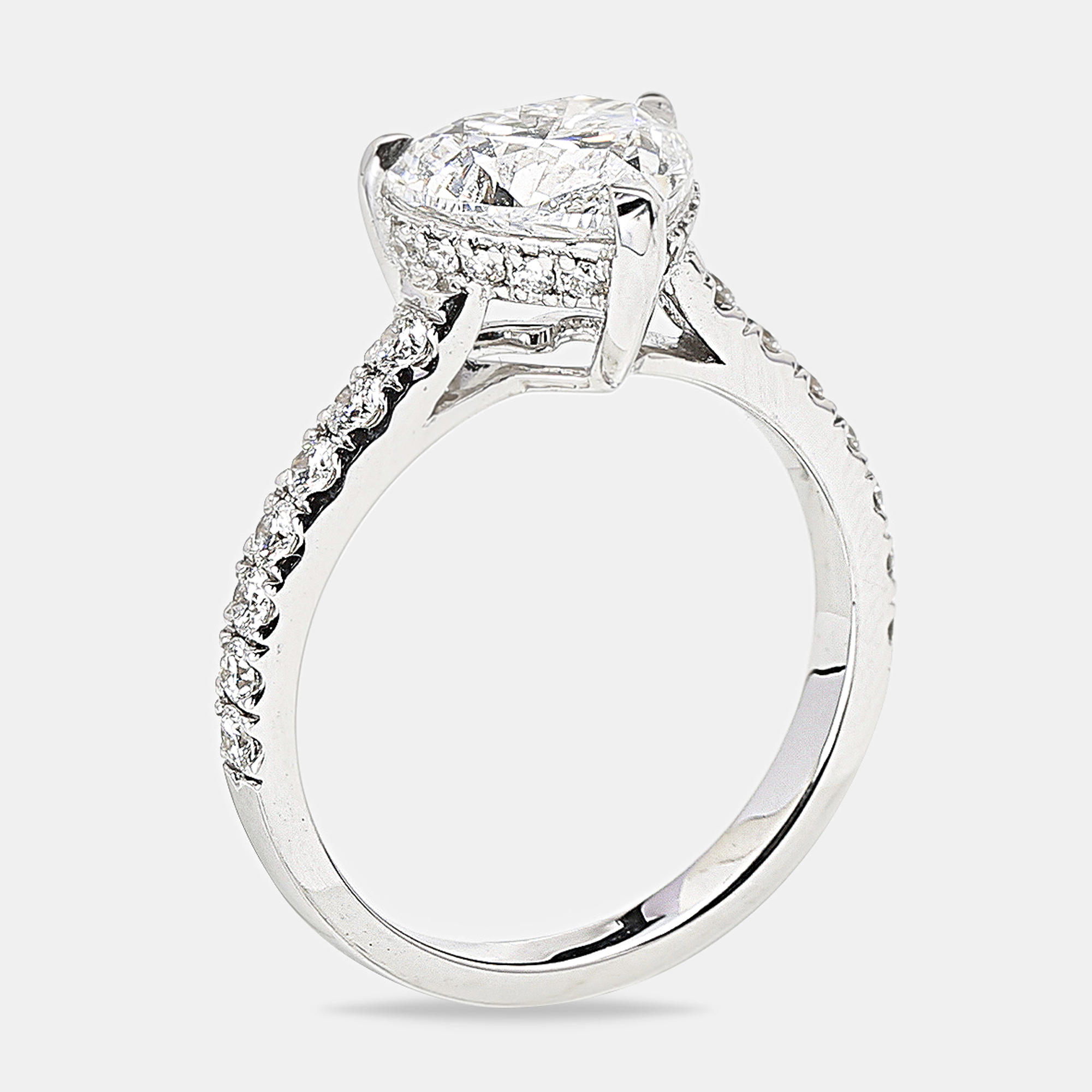 

18k White Gold Heart Brilliant; Round Brilliant Lab Grown Diamonds Ring (Approx 2.50 cts)