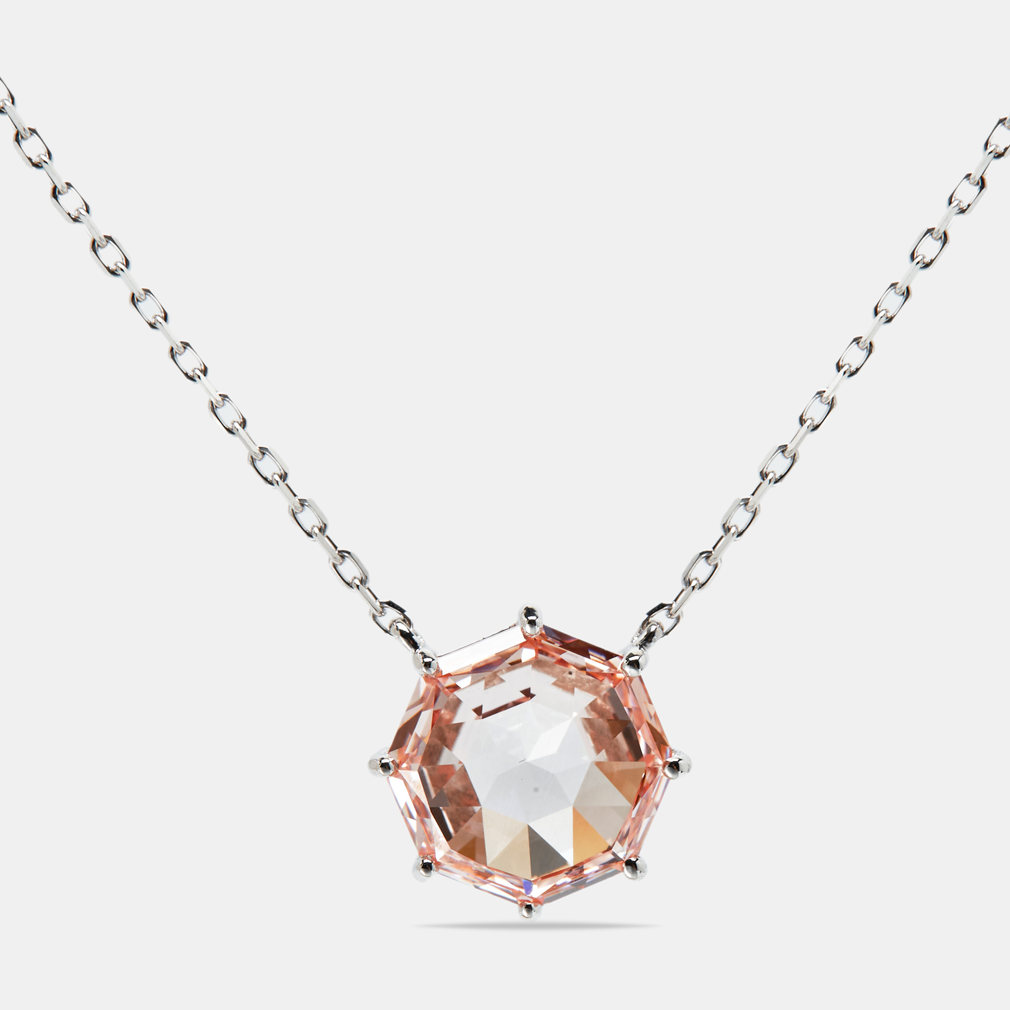 

6.00 cts Pink Octagonal Step Cut 18k White Gold Chain Necklace