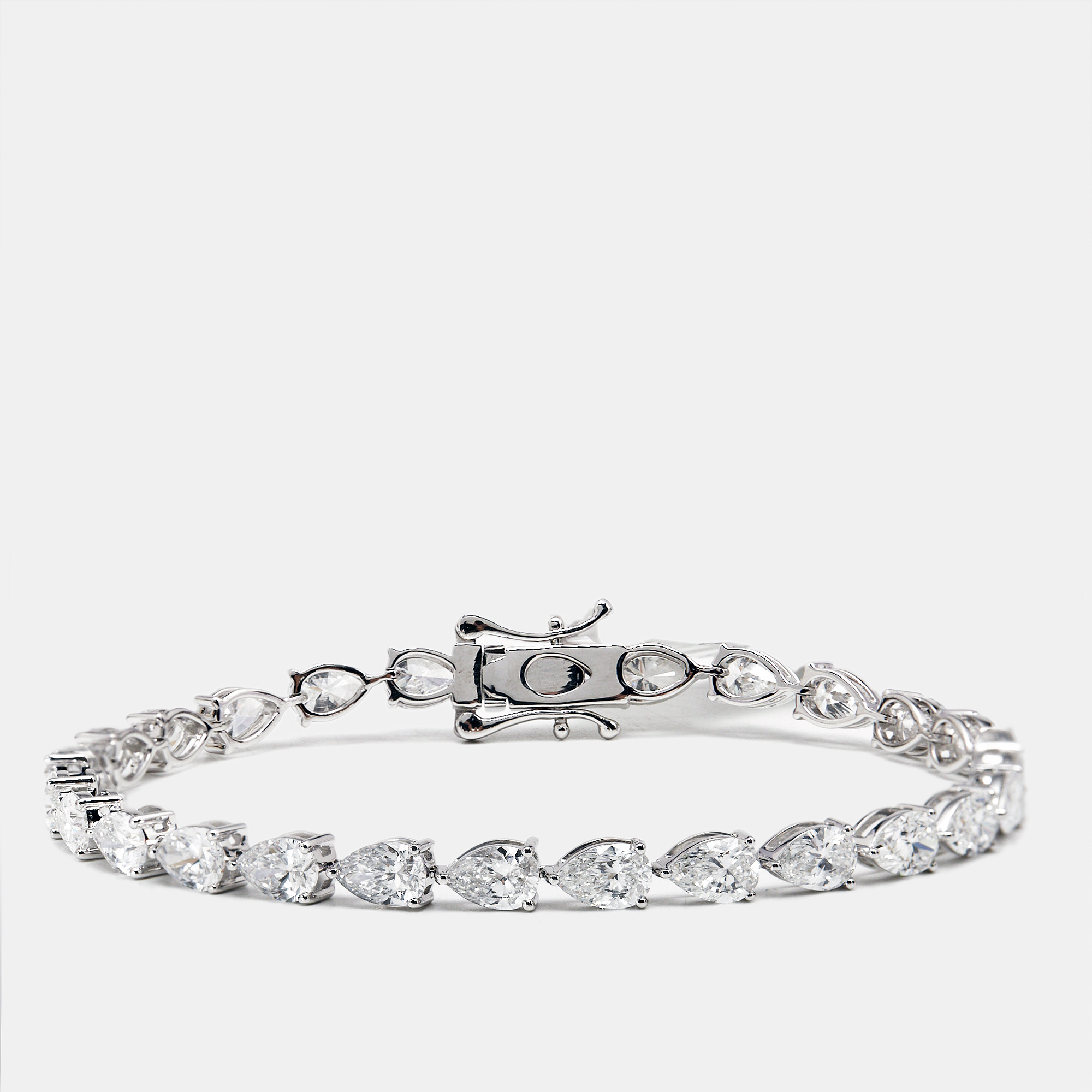 

10.06 cts Pear Brilliant Cut Lab Grown Diamond 18k White Gold Tennis Bracelet