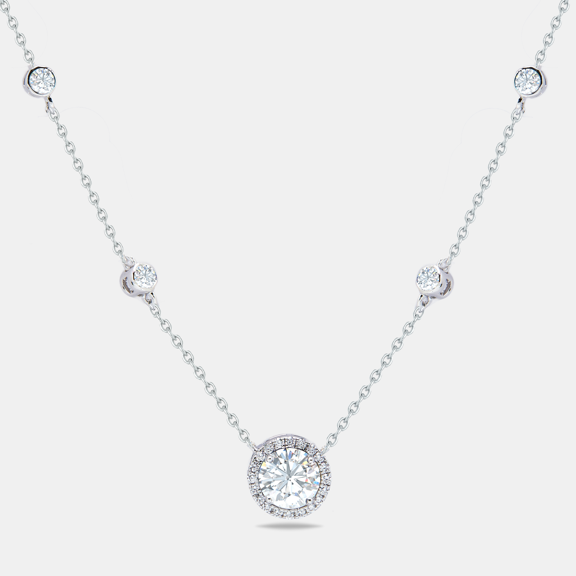 

1.80 cts Round Briliant Cut 14k White Gold Lab Grown Diamonds Necklace