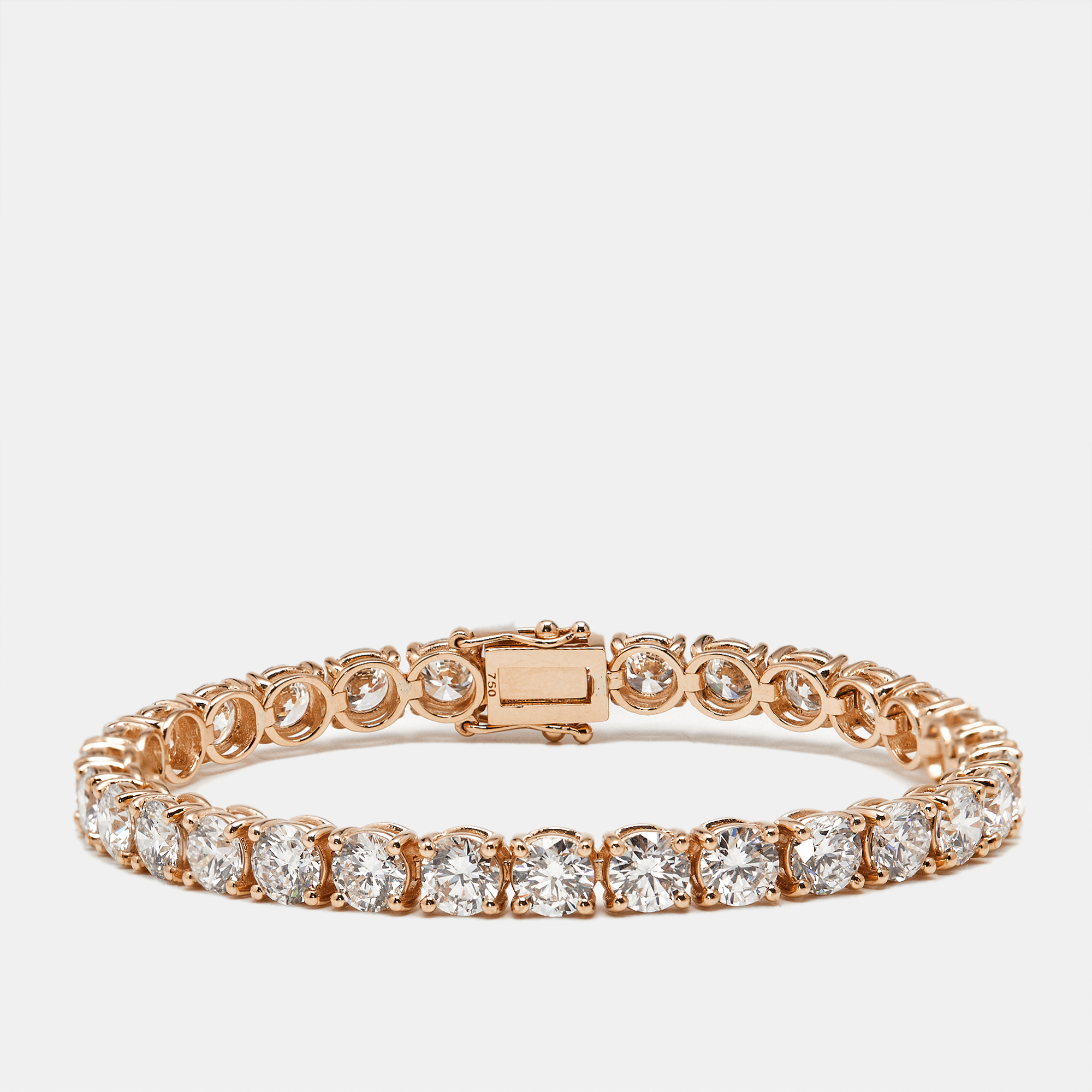 Pre-owned The Diamond Edit 14.50 Cts Round Brilliant Lab Grown Diamonds 18k Rose Gold Tennis Bracelet