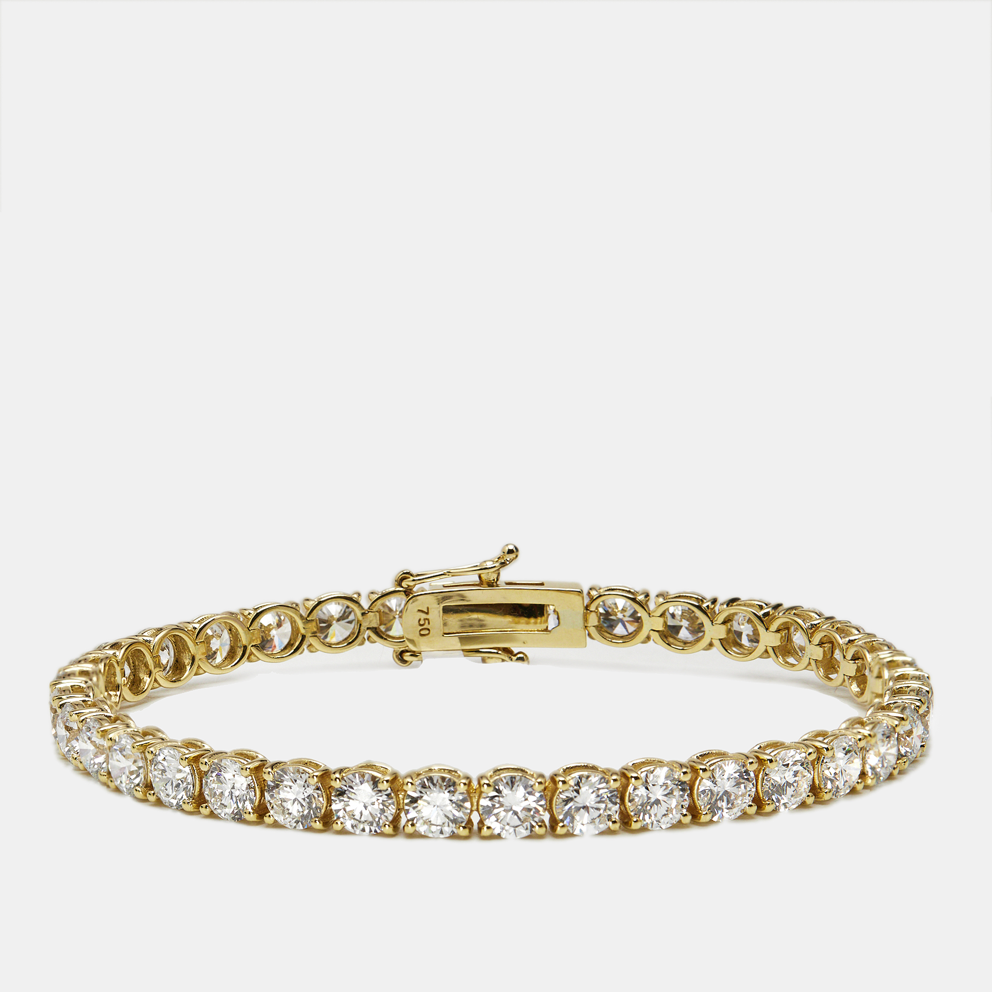 Pre-owned The Diamond Edit 9.80 Cts Round Brilliant Lab Grown Diamonds 18k Yellow Gold Tennis Bracelet