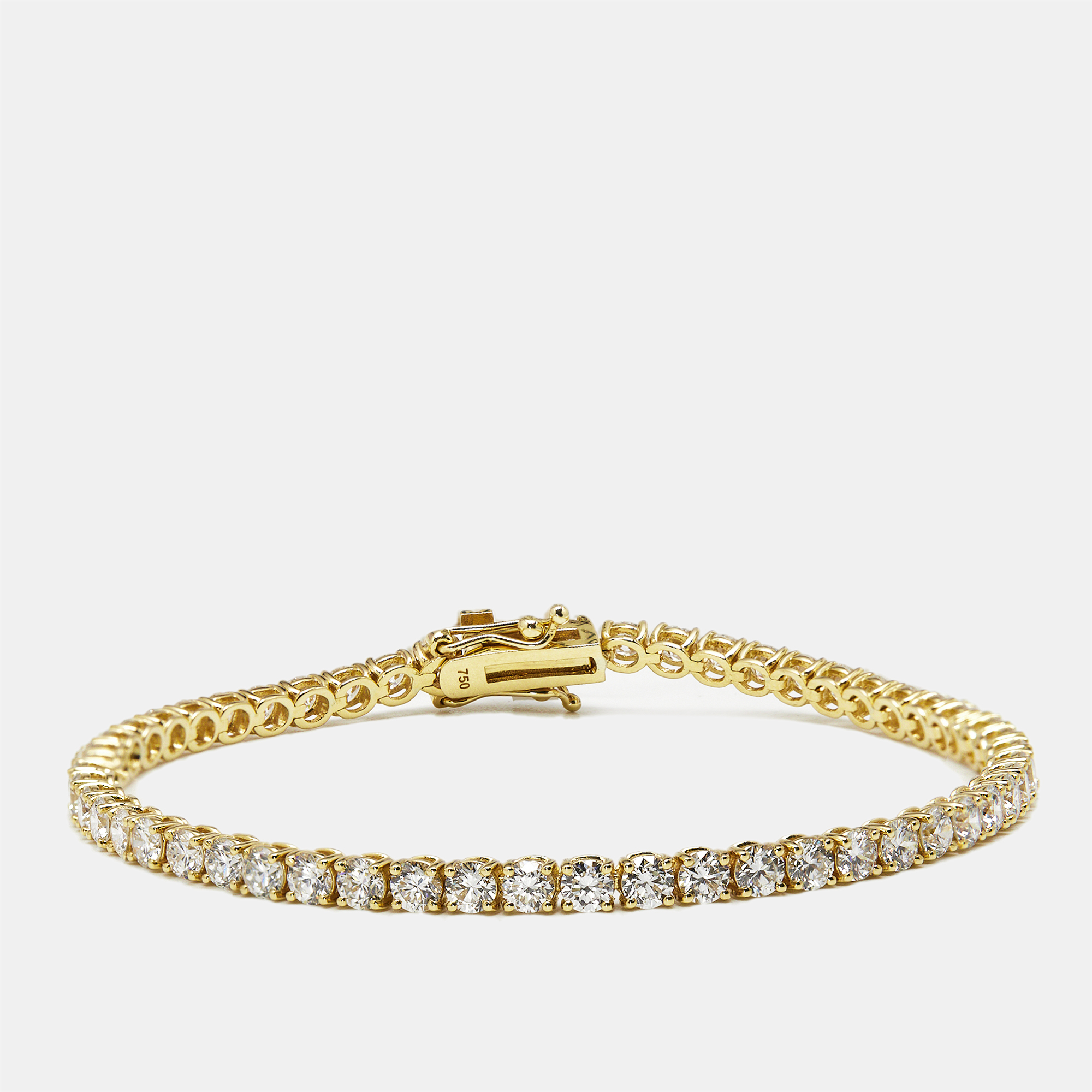 Pre-owned The Diamond Edit 5.30 Cts Round Brilliant Lab Grown Diamonds 18k Yellow Gold Tennis Bracelet