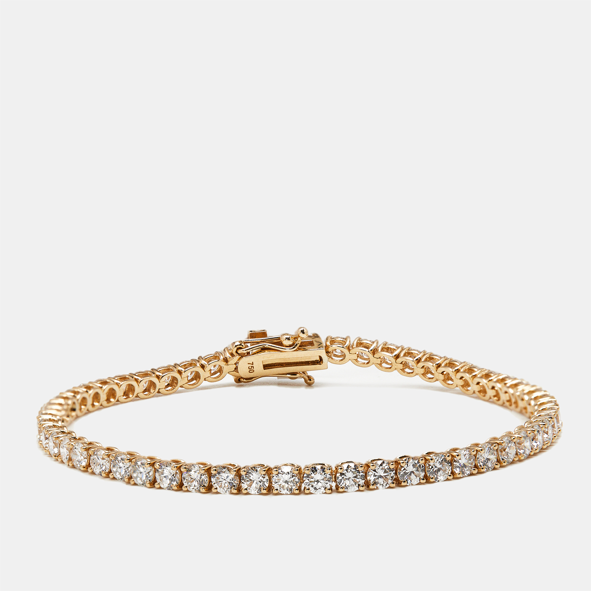 Pre-owned The Diamond Edit 5.30 Cts Round Brilliant Lab Grown Diamonds 18k Rose Gold Tennis Bracelet