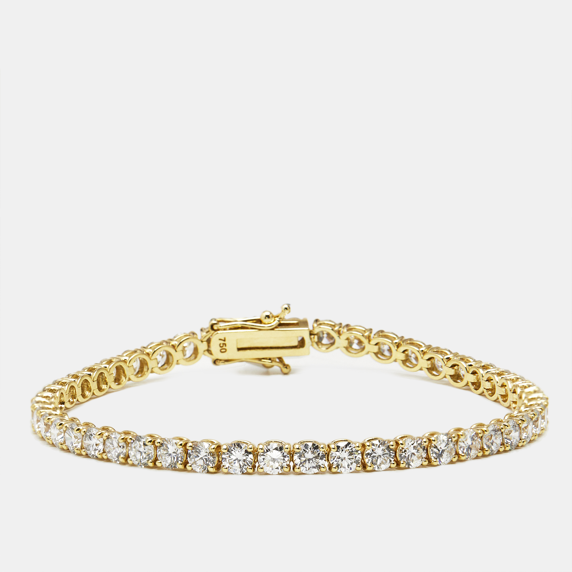 Pre-owned The Diamond Edit 6.00 Cts Round Brilliant Lab Grown Diamonds 18k Yellow Gold Tennis Bracelet