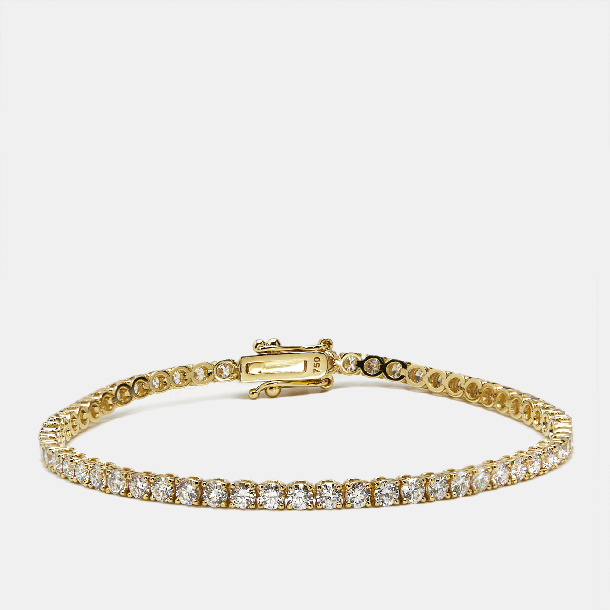 Pre-owned The Diamond Edit 3.50 Cts Round Brilliant Lab Grown Diamonds 18k Yellow Gold Tennis Bracelet