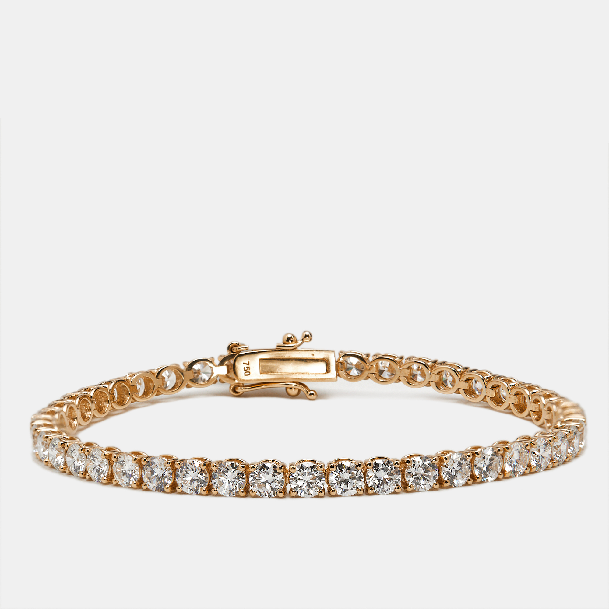 Pre-owned The Diamond Edit 7.30 Cts Round Brilliant Lab Grown Diamonds 18k Rose Gold Tennis Bracelet
