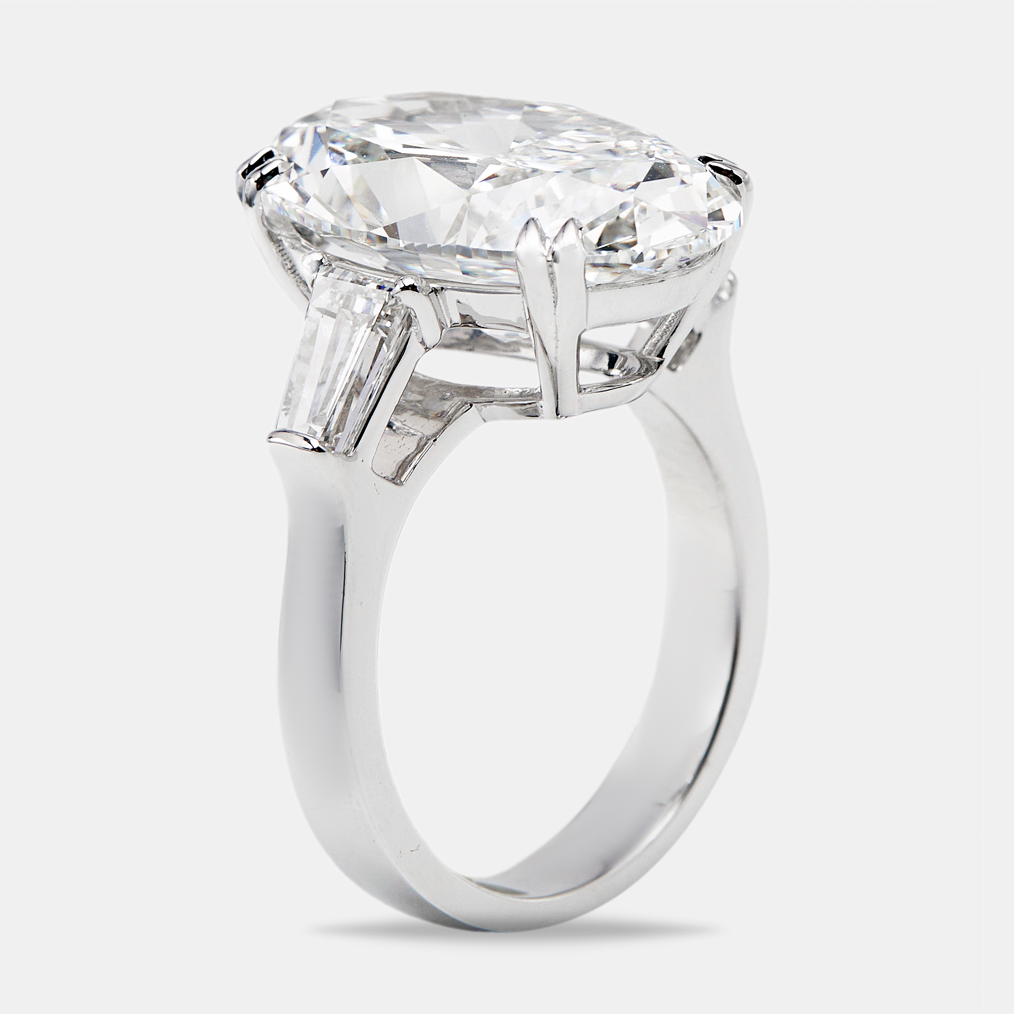 

11.00 cts Oval Cut and Trapezoid Lab Grown Diamond 18k White Gold Ring Size