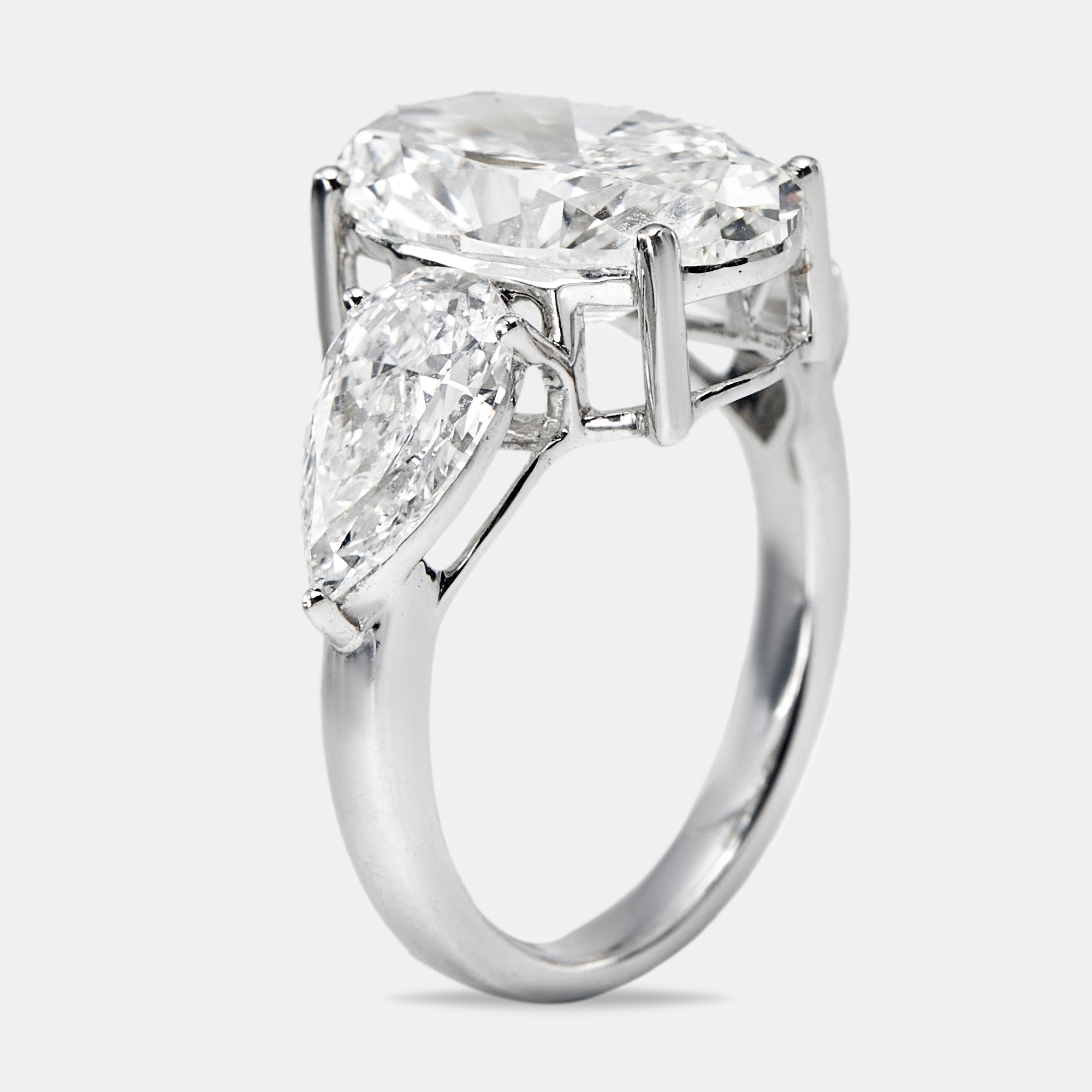 

7.45 cts Oval and Pear Lab Grown Diamond 18k White Gold Ring Size