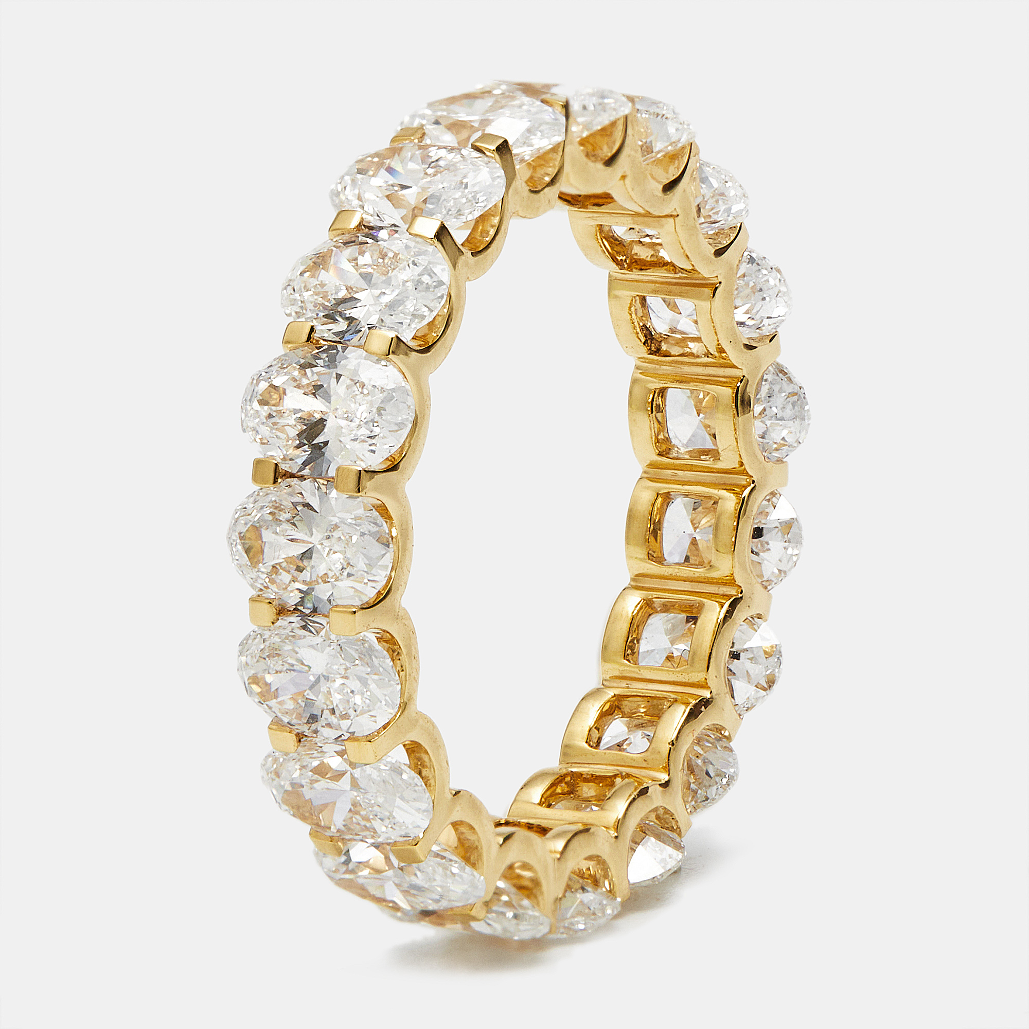 

4.80 cts Oval Brilliant Lab Grown Diamond 18k Yellow Gold Eternity Band Ring Size