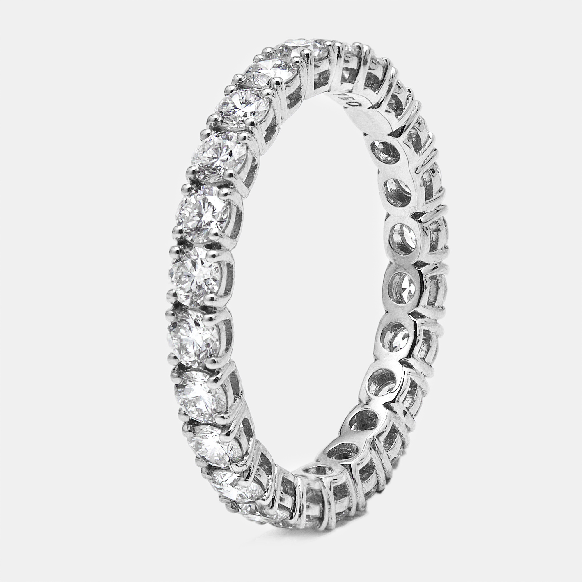 Pre-owned The Diamond Edit 1.25 Cts Round Brilliant Lab Grown Diamonds 18k White Gold Eternity Band Ring Size 53