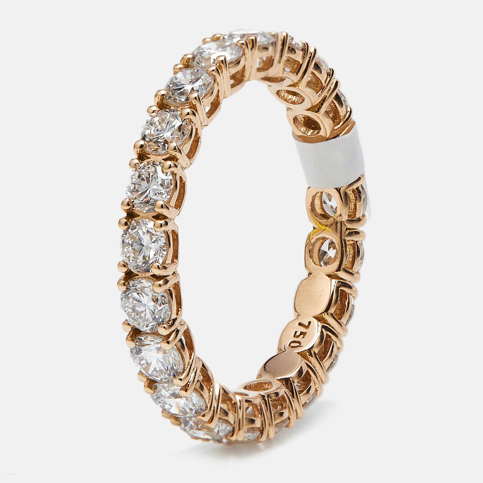 Pre-owned The Diamond Edit 2.25 Cts Round Brilliant Lab Grown Diamonds 18k Rose Gold Eternity Band Ring Size 52