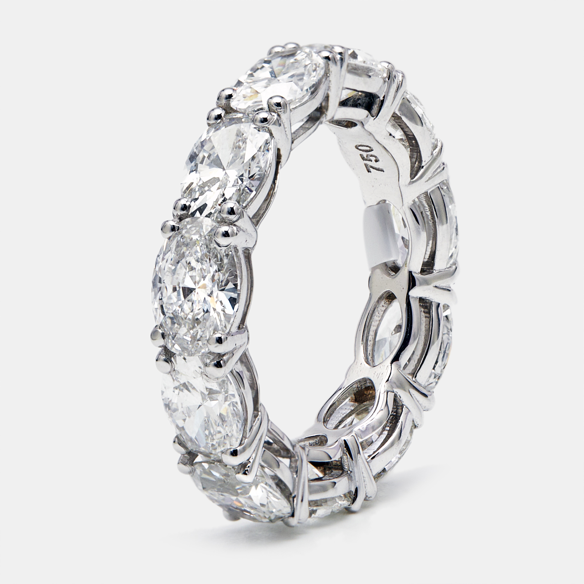 

6 cts Oval Brilliant Lab Grown Diamonds 18k White Gold Eternity Band Ring Size