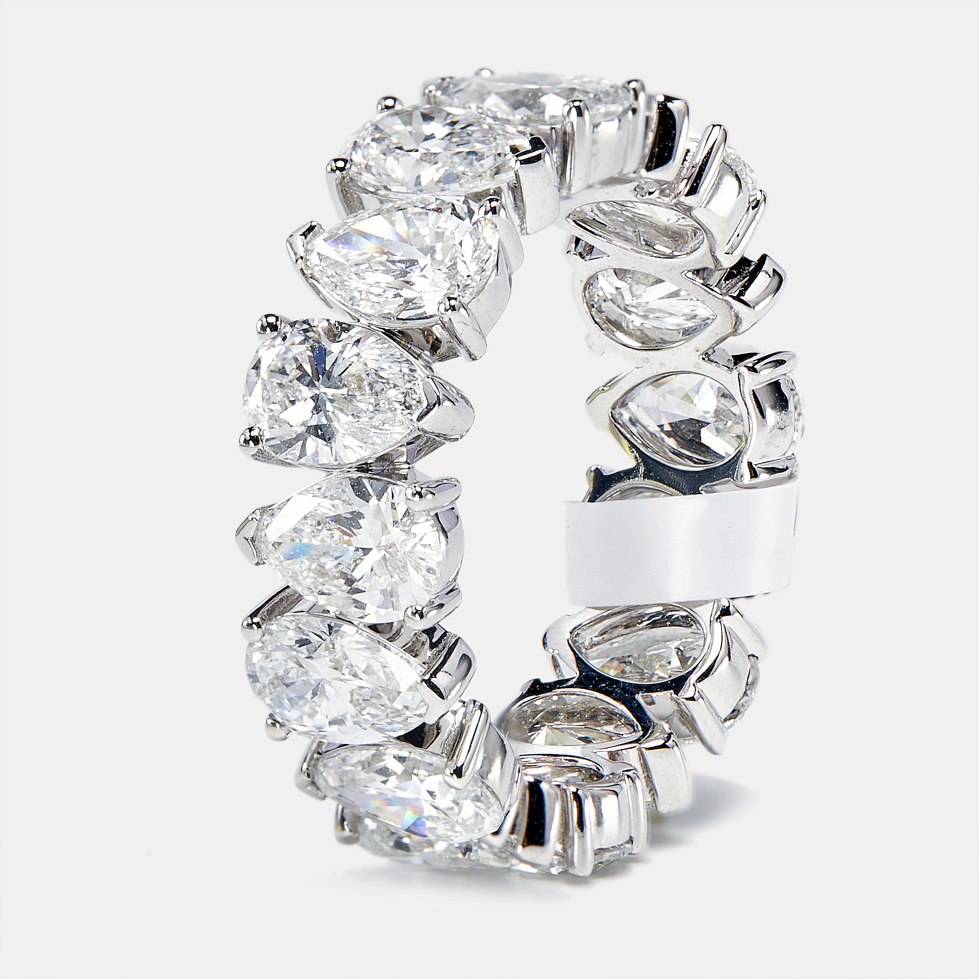 

5.8 cts Pear Brilliant Lab Grown Diamonds 18k White Gold Eternity Band Ring Size