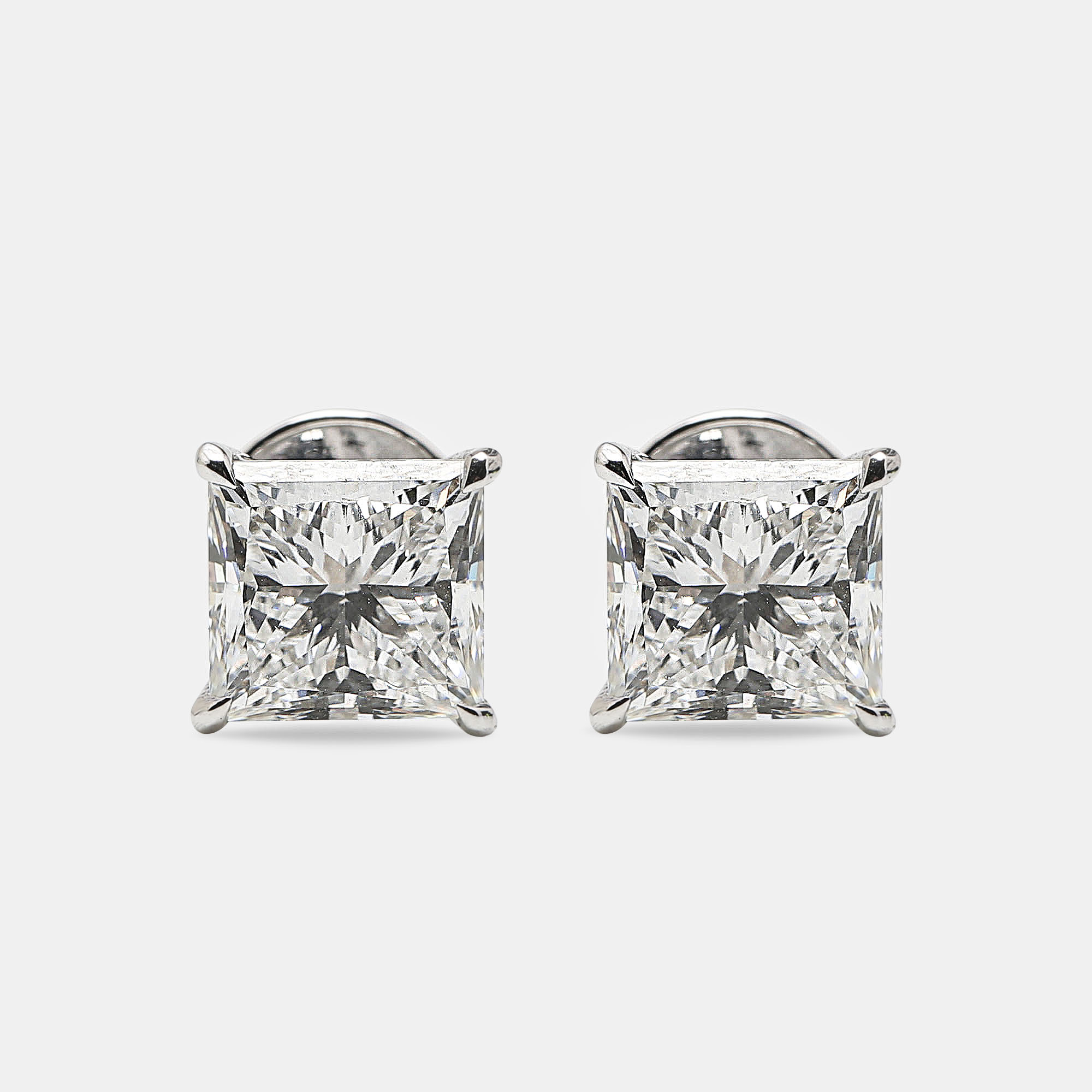 

6.00 cts Princess Cut 18k White Gold Lab Grown Diamonds Solitaire Earrings