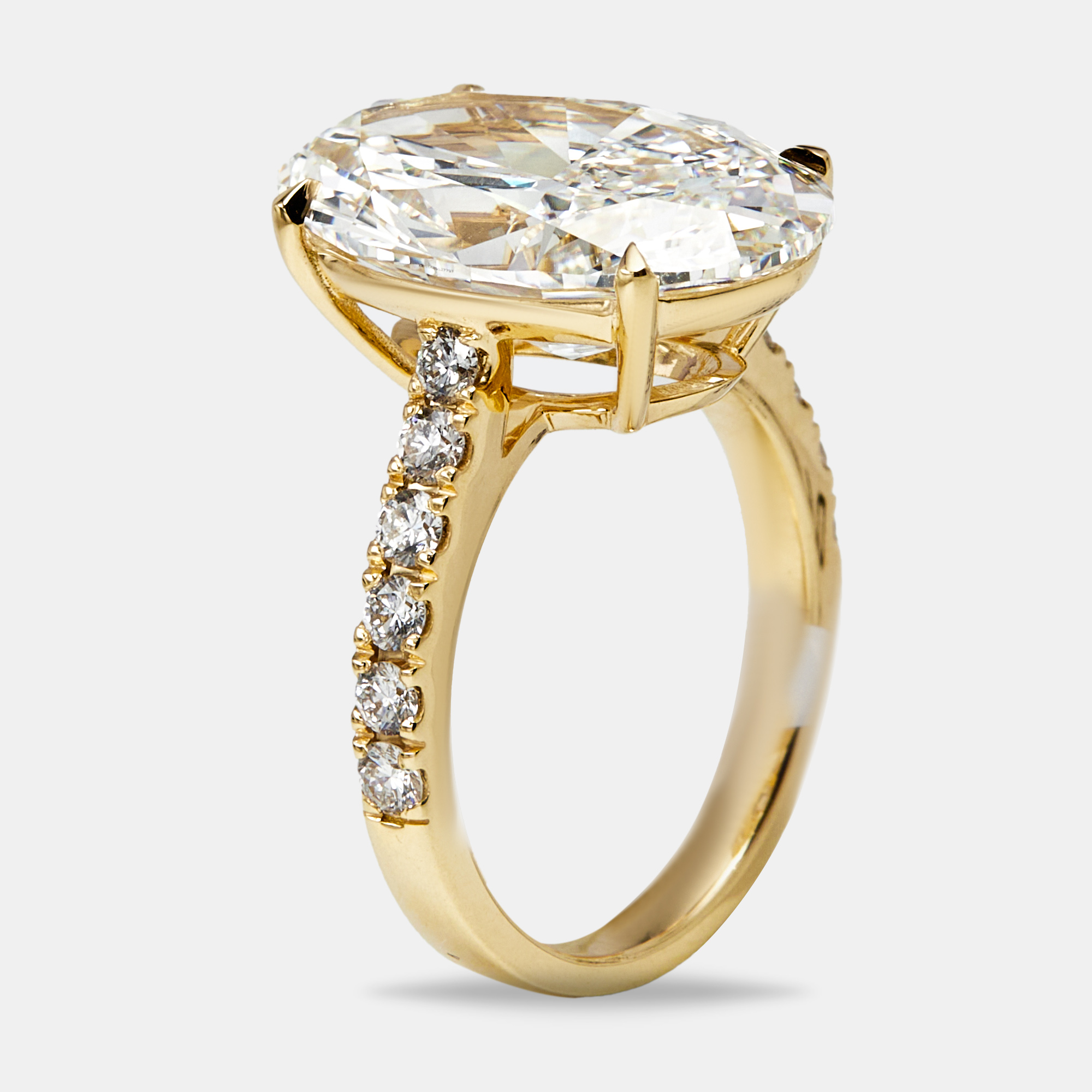 Pre-owned The Diamond Edit 8.5 Cts Oval And Round Lab Grown Diamond 18k Yellow Gold Ring Size 51